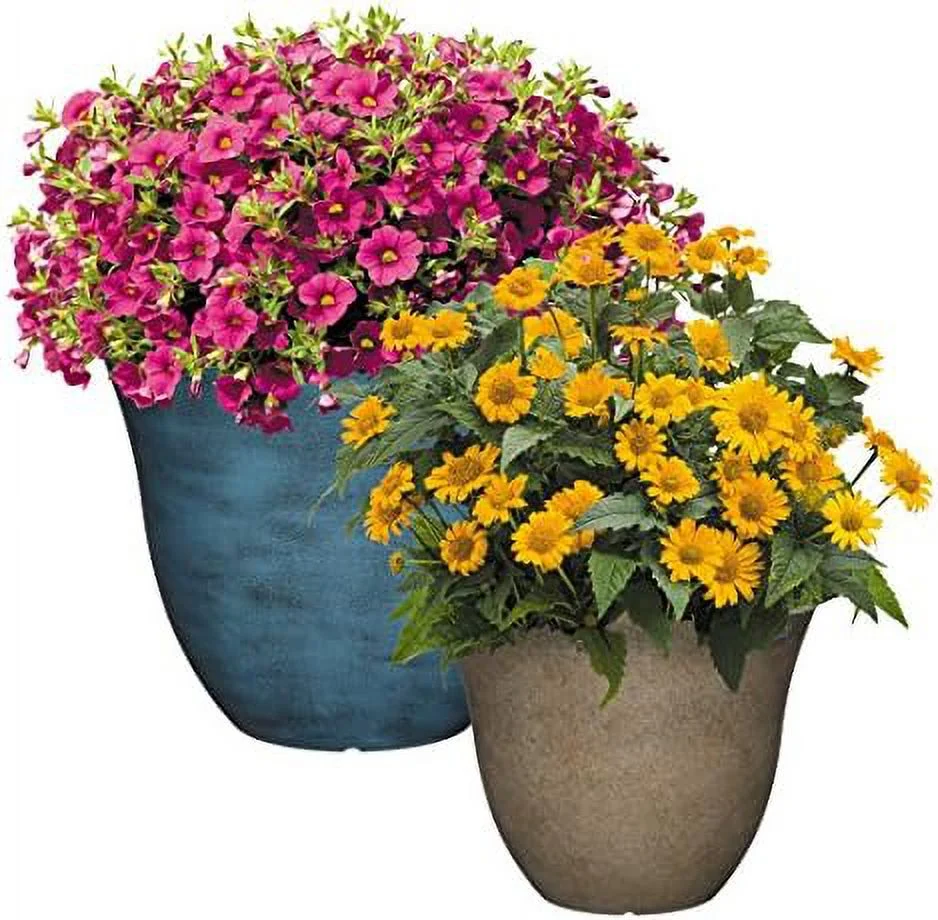 honeysuckle resin flower planter, zinc grey, 15