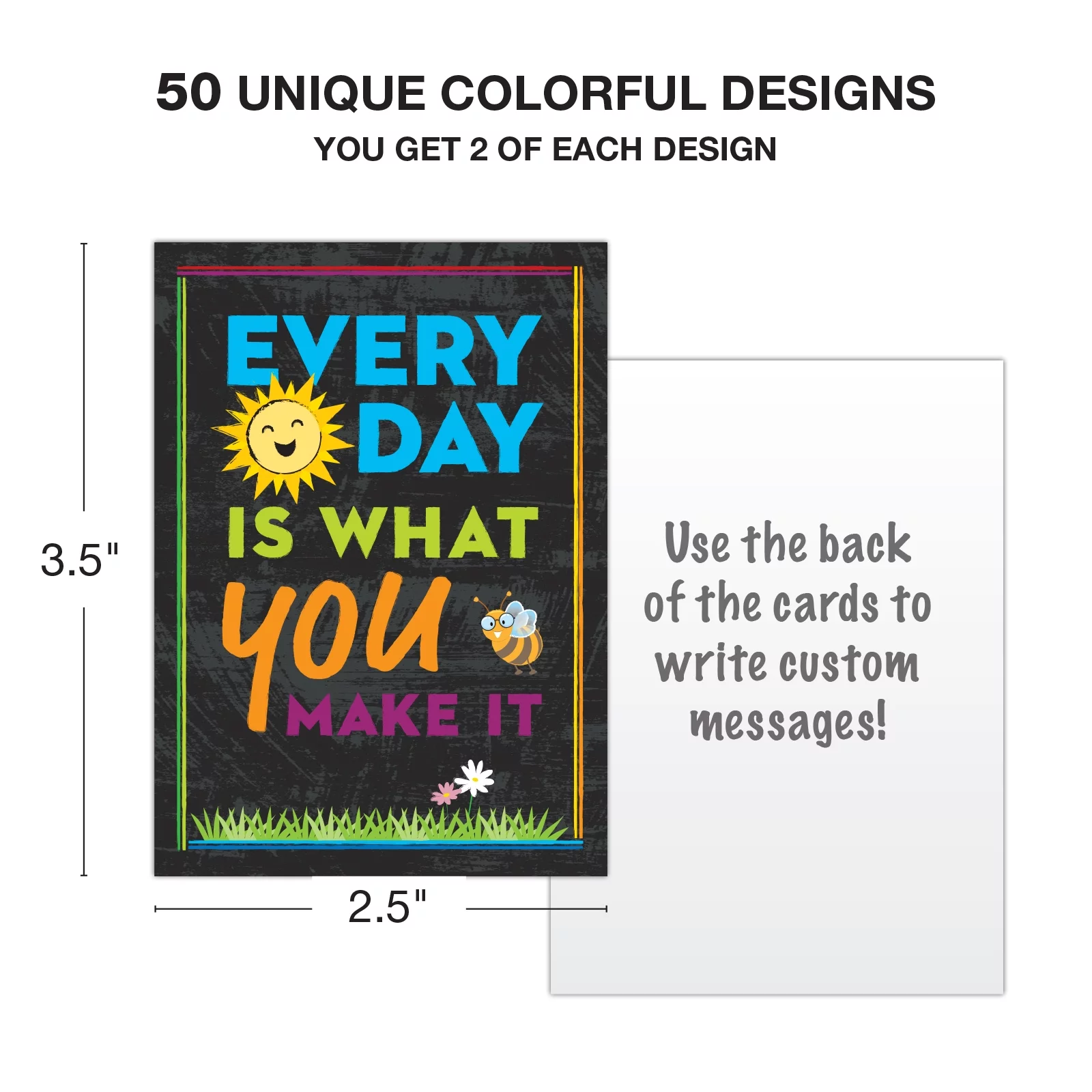 Global Printed Products Motivational Cards: 100 Inspirational, Kindness, Motivational and Quote Cards. Business Card Size - 2.5x3.5 inches (Pack of 100) - GPP-0065