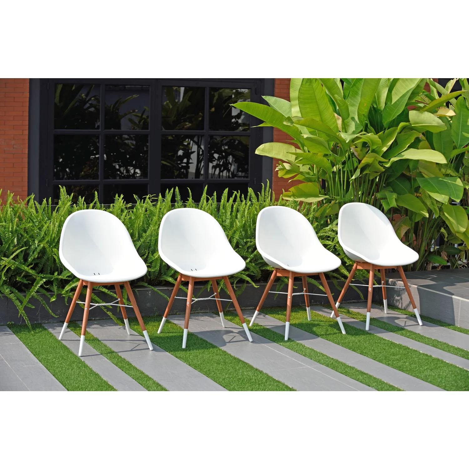 Amazonia Wood 4 Piece Patio Dining Chair Set