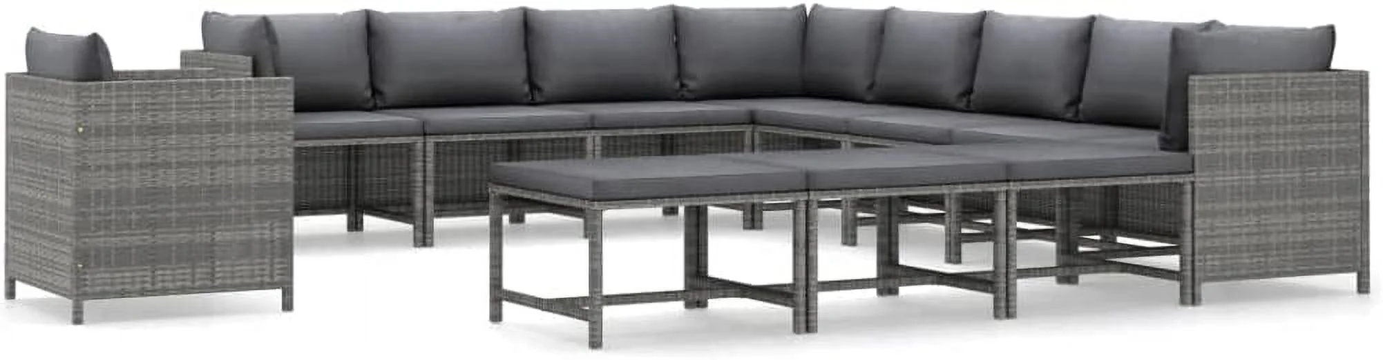 Garden Chairs  Park Chairs  Outdoor Chairs  Front Porch Outdoor Furniture for Parks  lawns  Yards 12 Piece Patio Lounge Set with Cushions Poly Rattan Gray