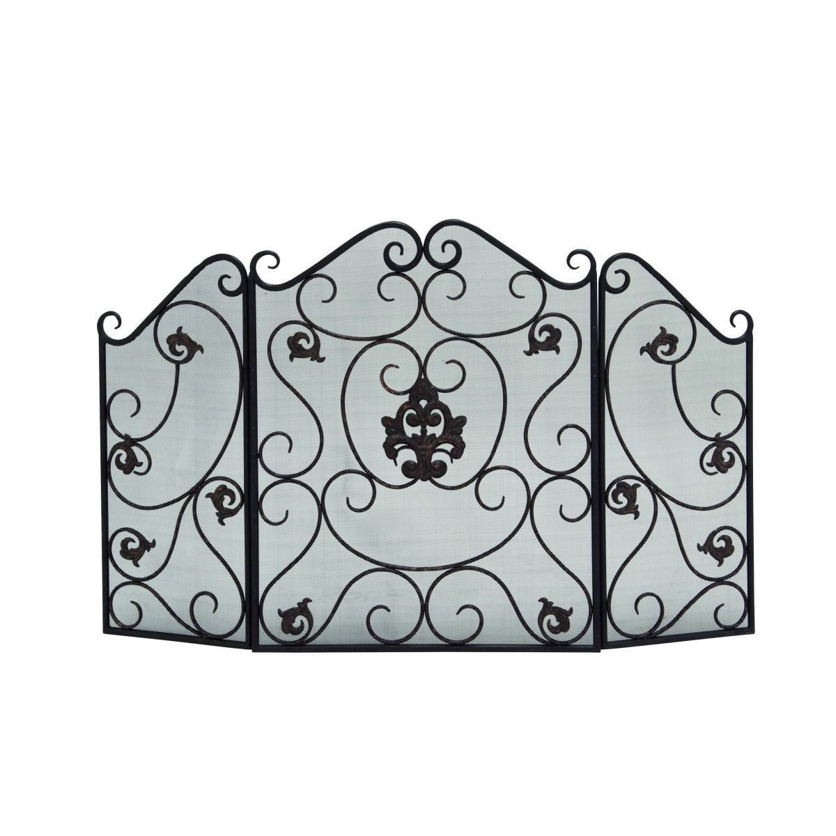 Studio 350 Bronze Black Iron French Country Traditional Ornate Fireplace Screen - 47 x 1 x 30