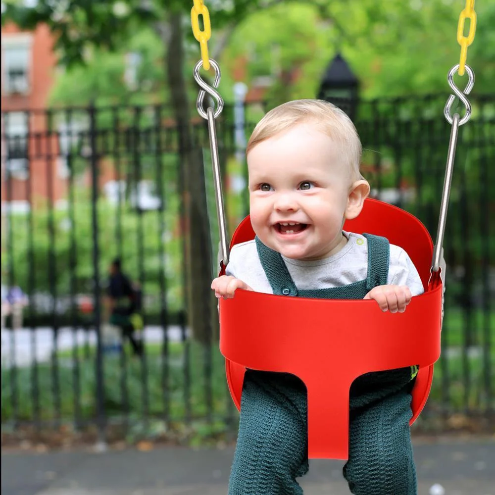 New Baby Full Bucket Swing for Toddler Seat Red Set Playground Outdoors Play Fun