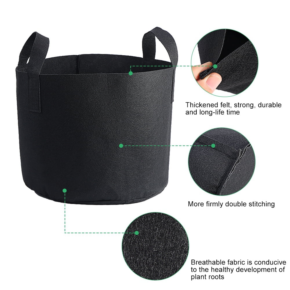 Viccilley Plant Grow Bag - 1/2/3/5/7/10 Gallon Black Plants Growing Bag Vegetable Flower Aeration Planting Pot Container(30 x 37 cm（7 Gallon ）)