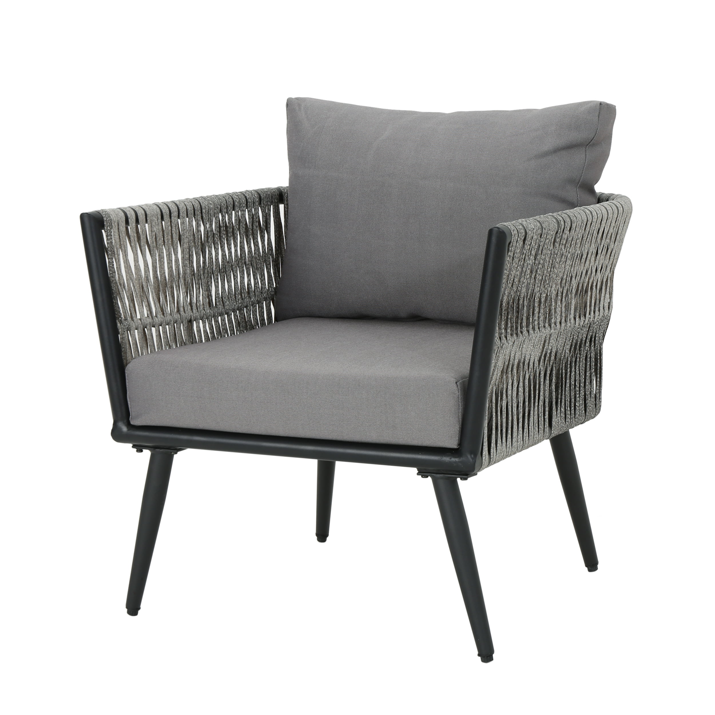 Webber Outdoor Wicker Club Chairs, Set of 2, Ligh Gray and Dark Gray