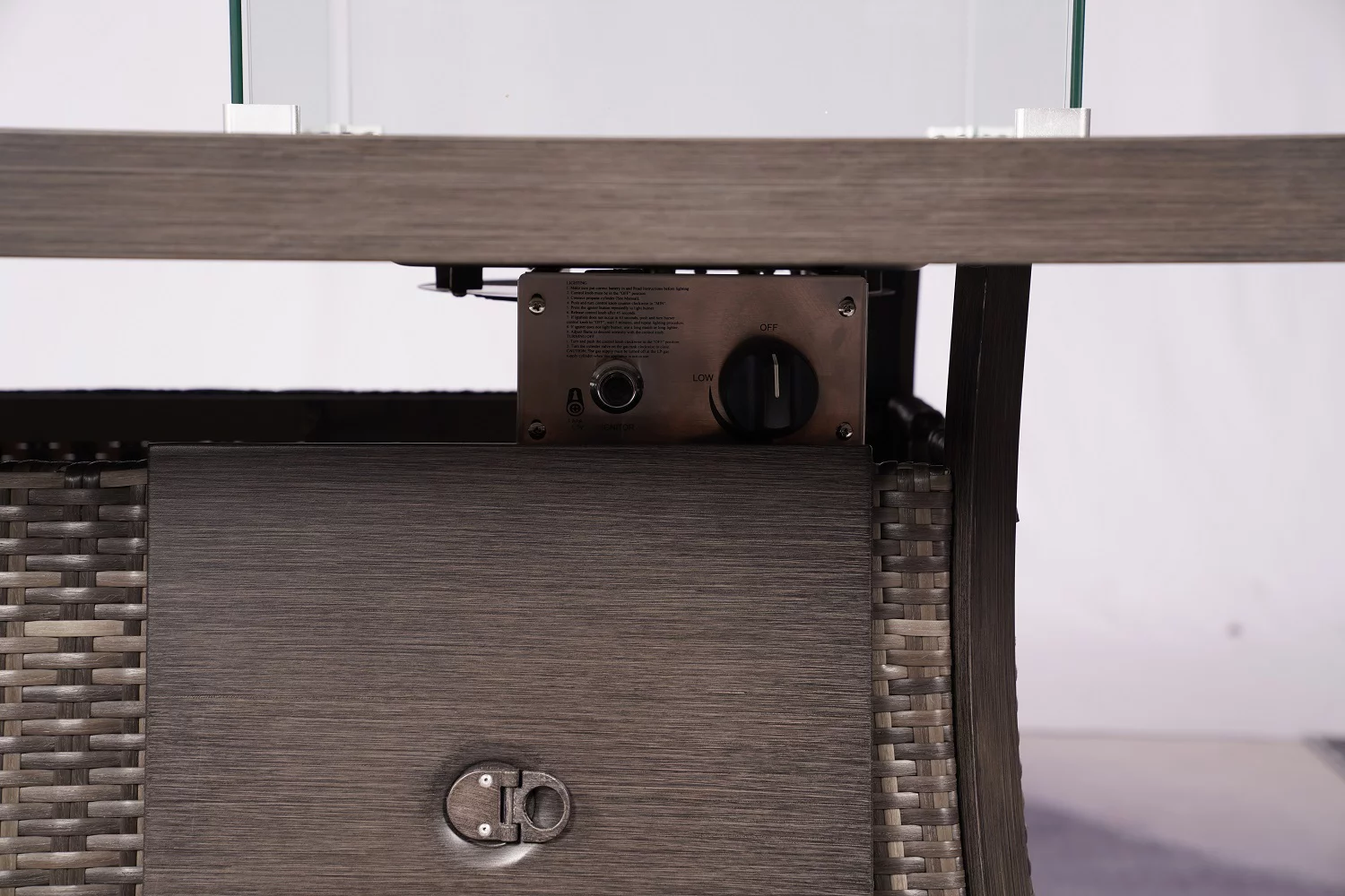 HomeRoots 411698 Gray Wicker Outdoor Gas Fire Pit Table with Ice Bucket