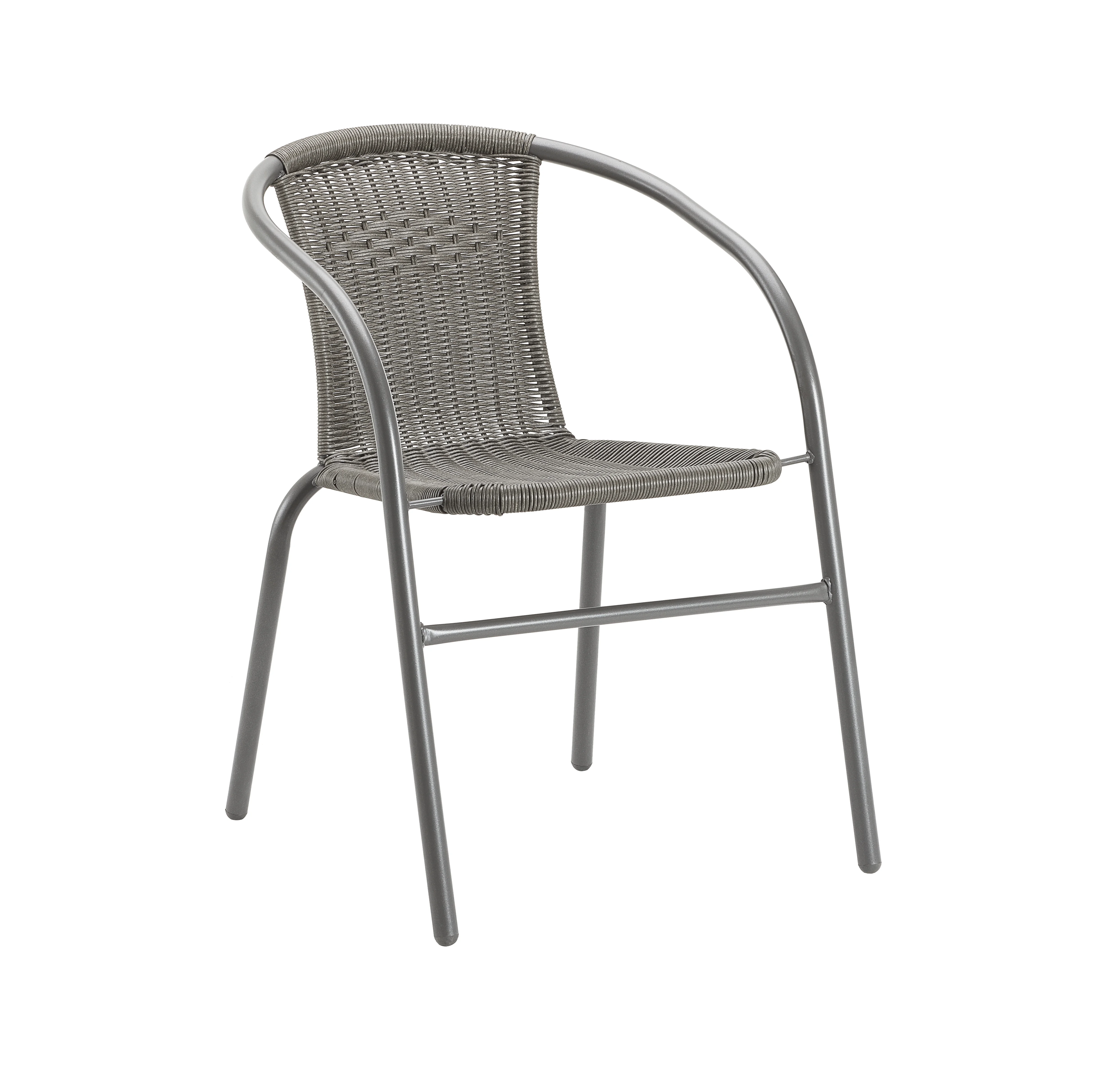 2-piece Outdoor Dining Chairs | Rattan and Metal Gray Patio Chair Set