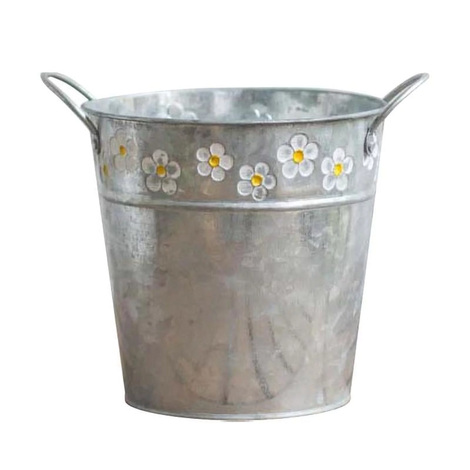 Exquisite Flower Pot Vintage Daisy Embossed Garden Metal Tin Bucket Planter Pots with Handle Retro Home Decoration