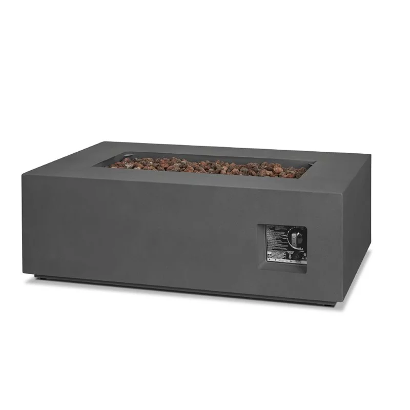 Home Square 2-Piece Set with Small Fire Table and Fire Glass in Slate/Black