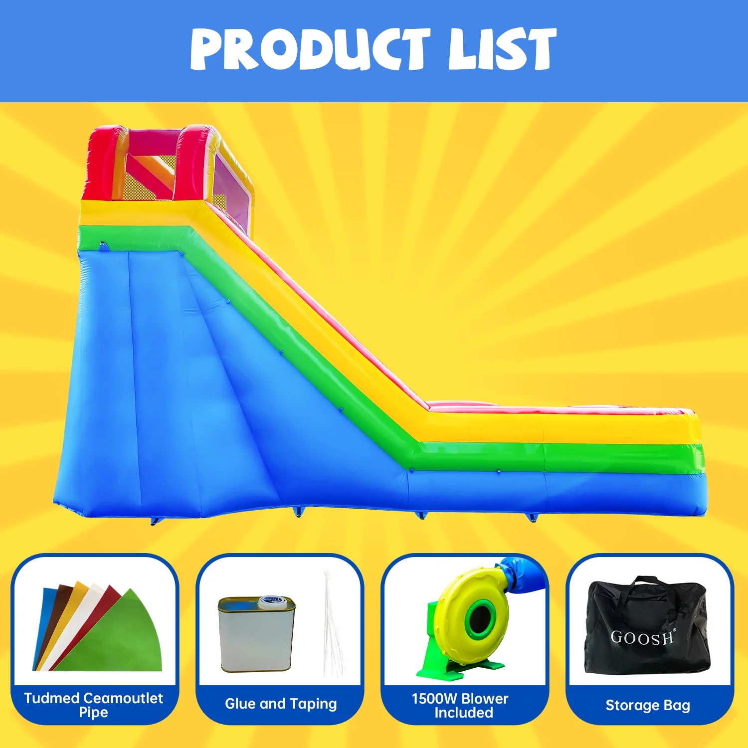 GOOSH 16 FT Tropical Commercial Inflatable Water Slide with Blower, Inflatable Water Slides for Kids, Water Slide Inflatable Adult Blow Up Waterslide- Climbing Wall, Slides & Splash Pool