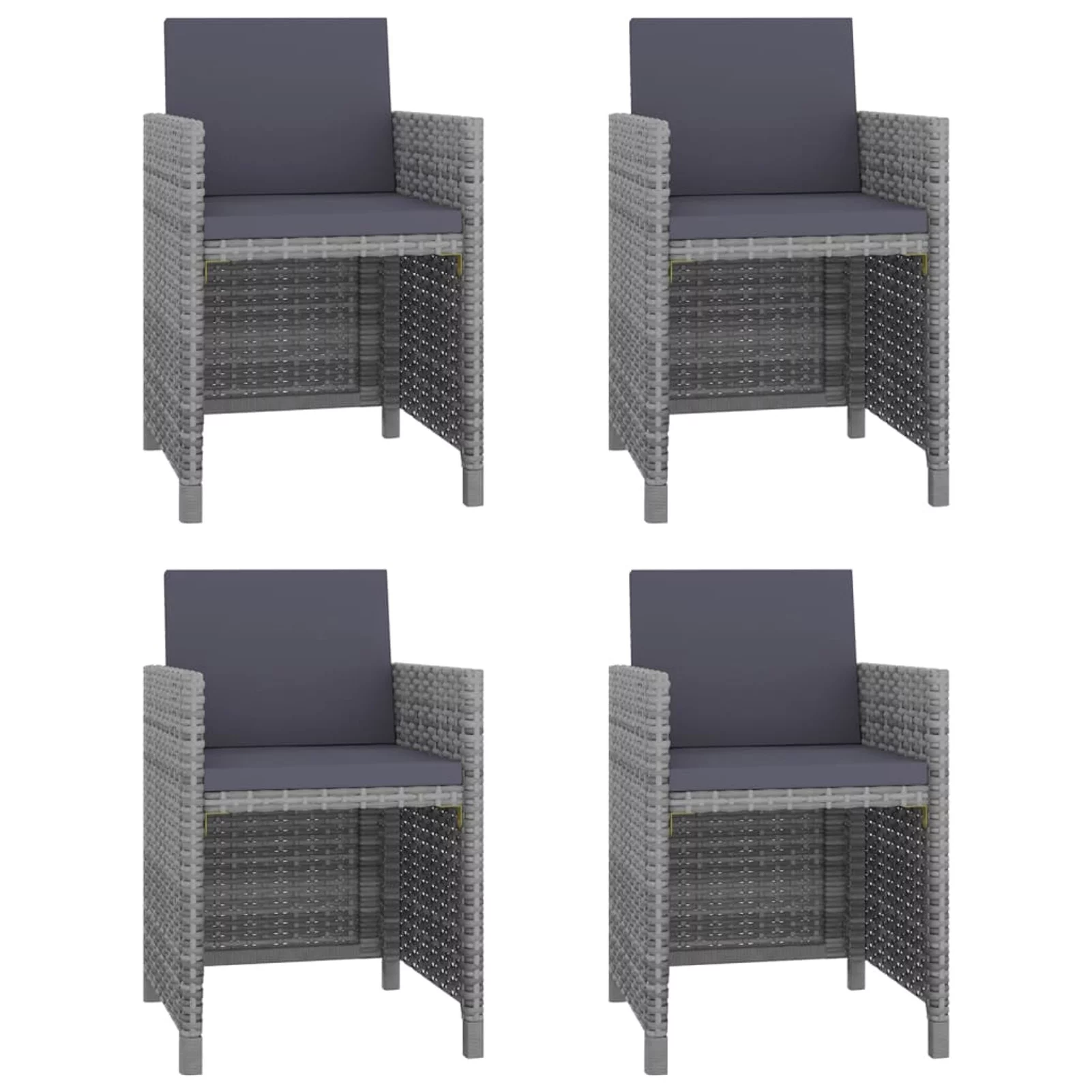 walmeck 5 Piece Patio Dining Set with Cushions Poly Rattan Gray