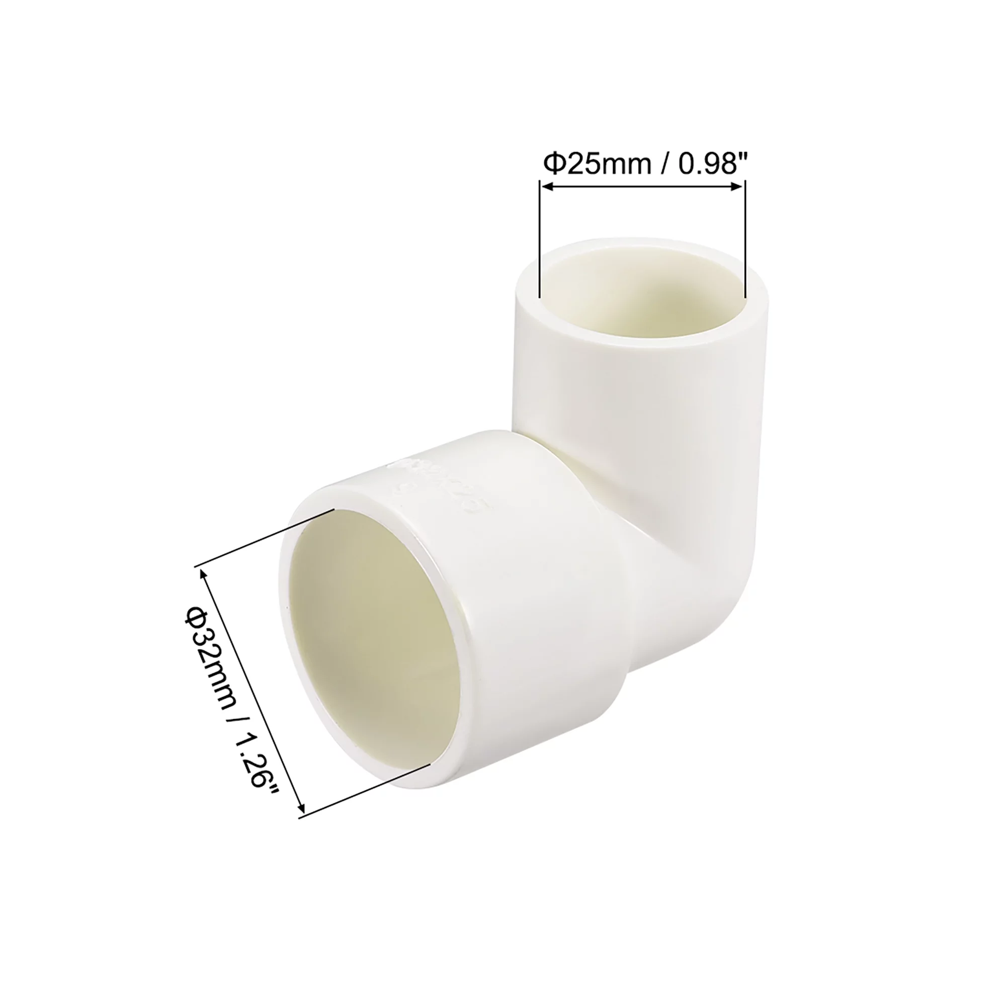 PVC Pipe Fitting,90 Degree Elbow Schedule 40 White 25mm x 32mm Socket 2pcs