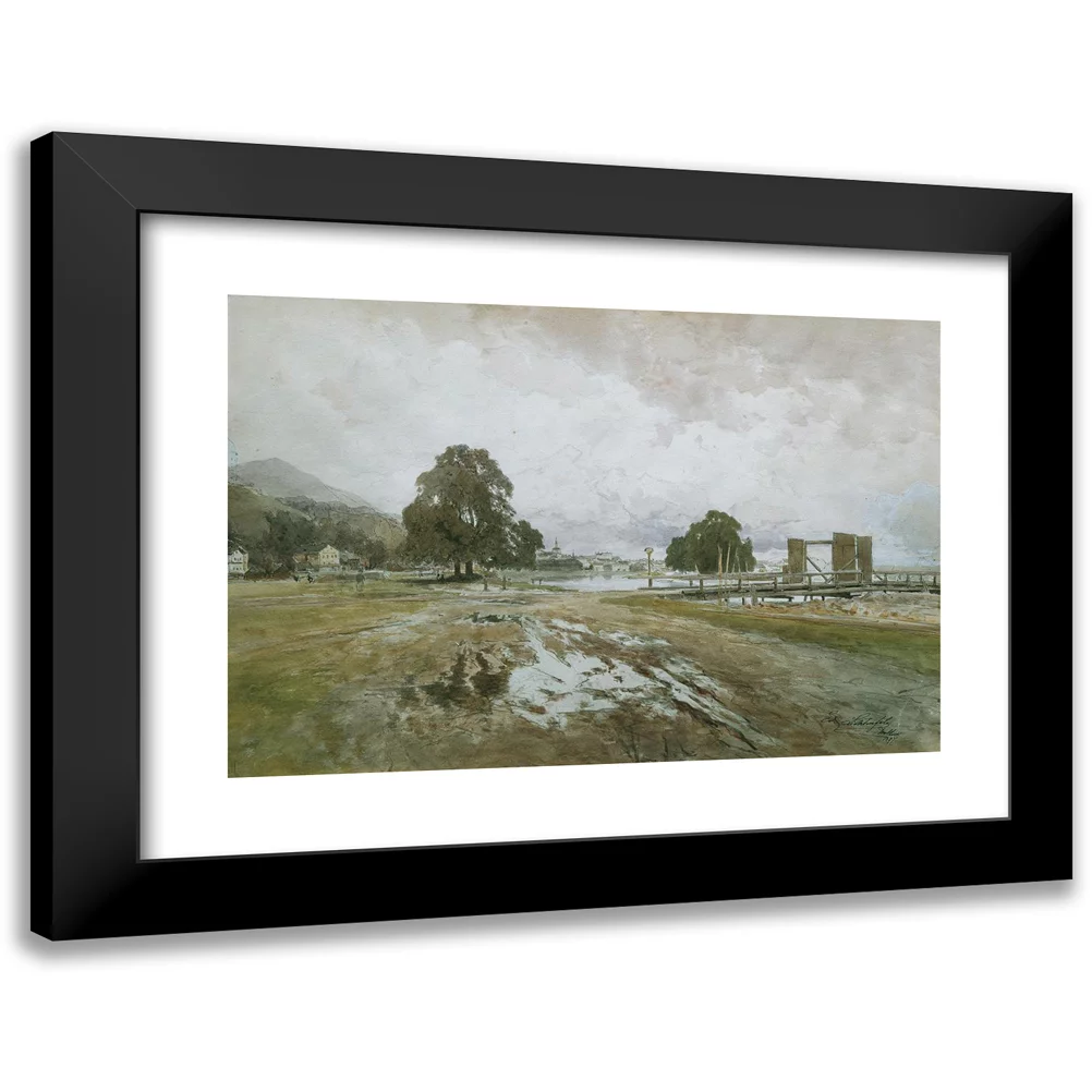 Eduard Peithner von Lichtenfels 14x11 Black Modern Framed Museum Art Print Titled - Am Wooden Rake (1897)