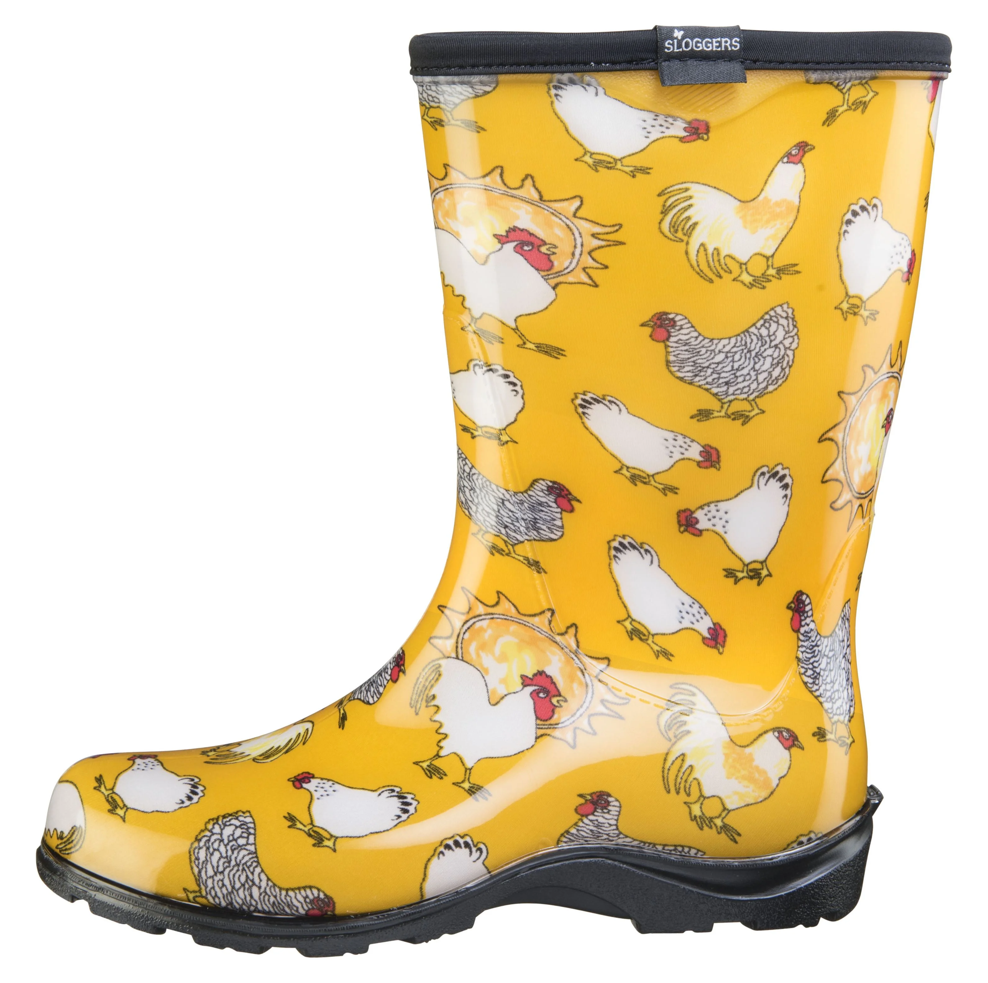 Sloggers Waterproof Garden Rain Boots for Women - Cute Mid-Calf Mud & Muck Boots with Premium Comfort Support Insole, (Original Chicken Yellow), (Size 6)