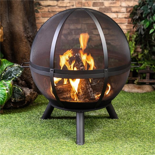 Deko Living COB10508 34 in. Diameter Outdoor Steel Woodburning Sphere Fire Pit
