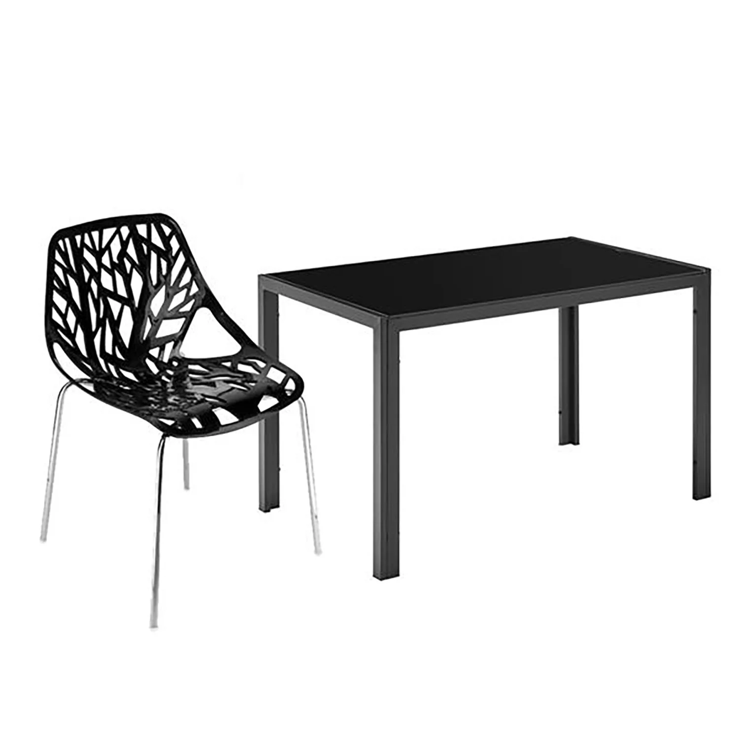 4pcs Bird's Nest Style Lounge Chair Black