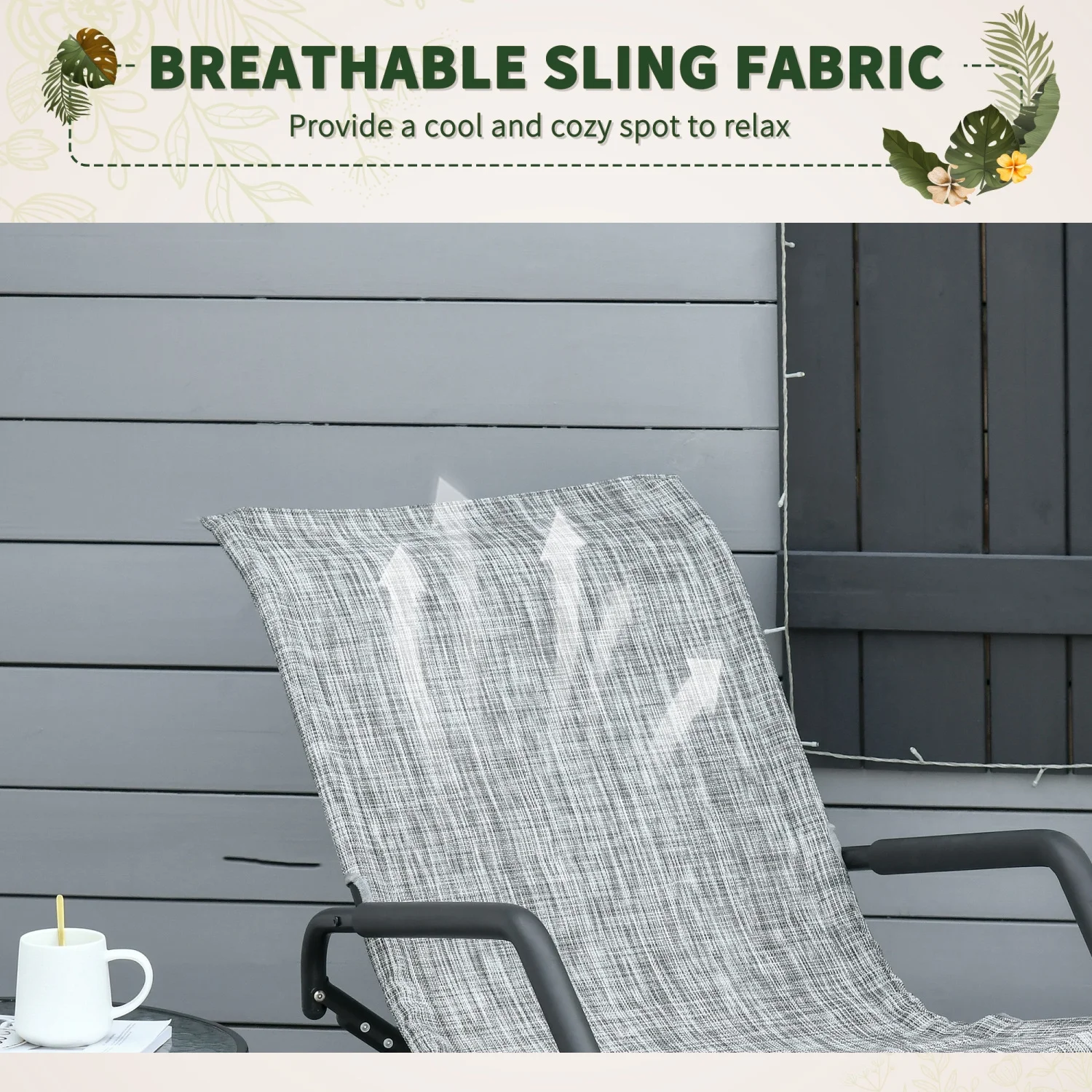 SQIOUH Rocking Sun Lounger  Chaise Lounge Rocker for Sunbathing  Sun Tanning  Foldable  Portable Outdoor Patio Chair  Gray