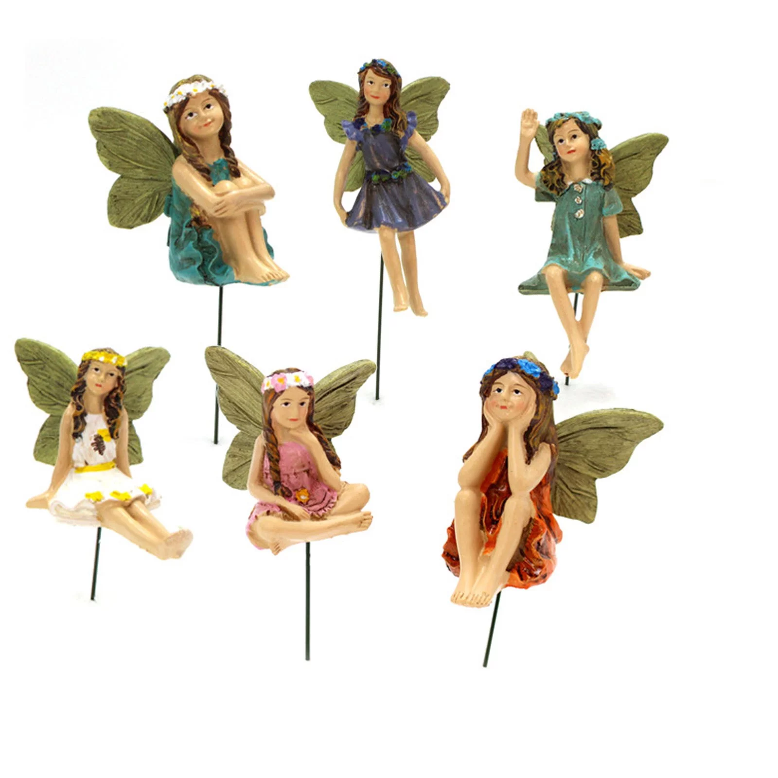 BNNG Miniature Fairy Figurines Small Flower Fairies Ornaments Resin Mini Fairy Figurines Tiny Elf for DIY Fairy Garden Flower Pot Bonsai Micro Landscapes Dollhouse Craft Decoration Accessories