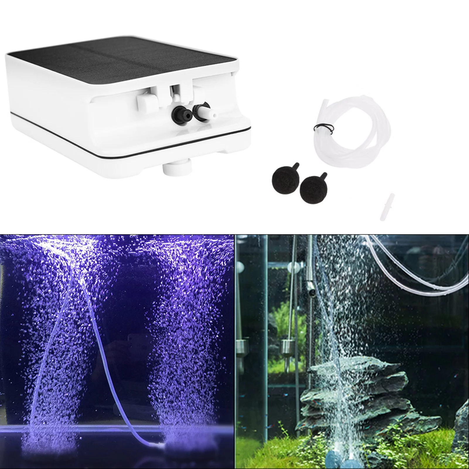 Solar Aerator, Solar Powered Pond Air Pump Oxgenator Pond Aerator with Aquarium Oxygen Pipe Air Stone for Aquarium Fish Tank Garden Pond