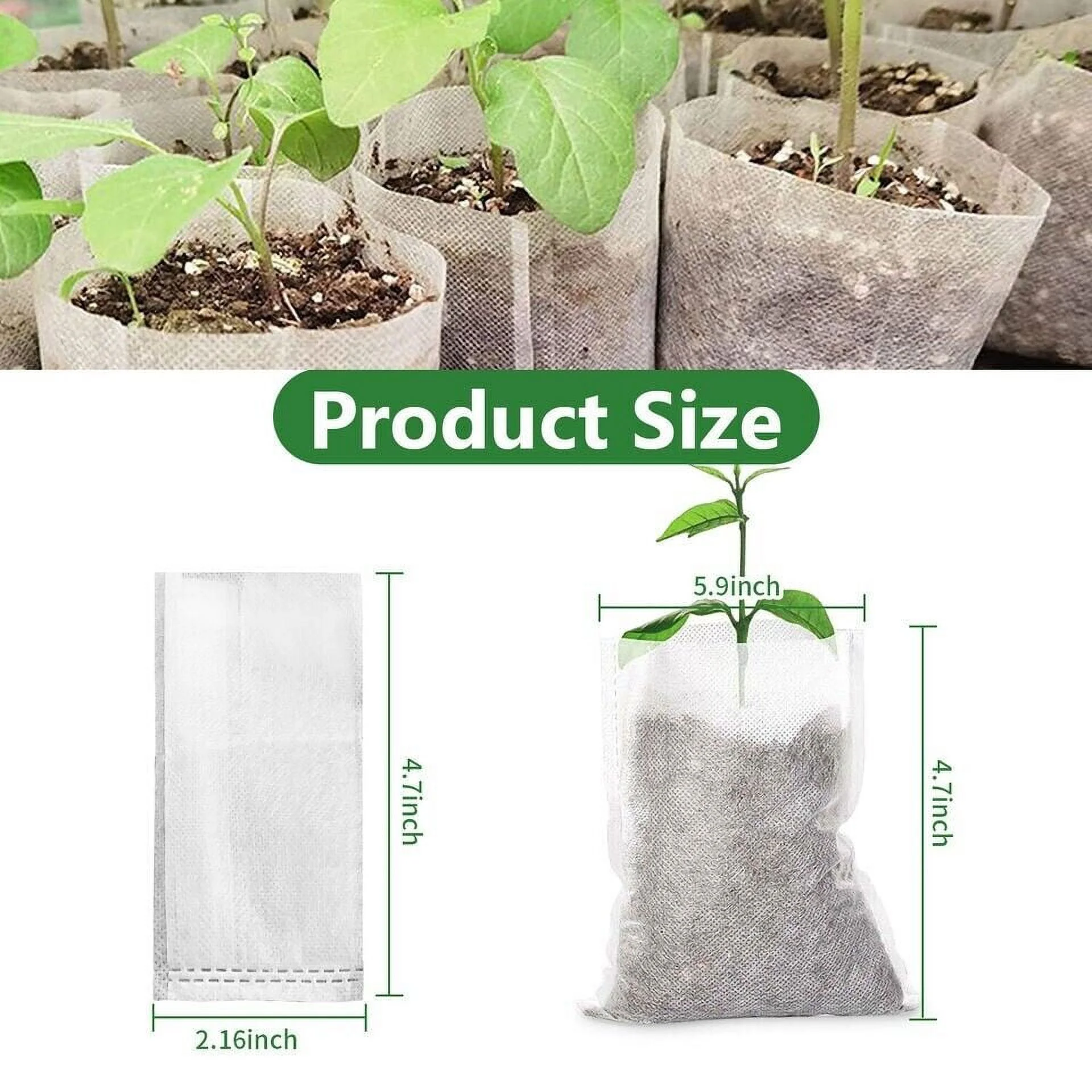 100pcs Plant Grow Bags Biodegradable Non-woven Fabric Nursery Bag Seedling Pot
