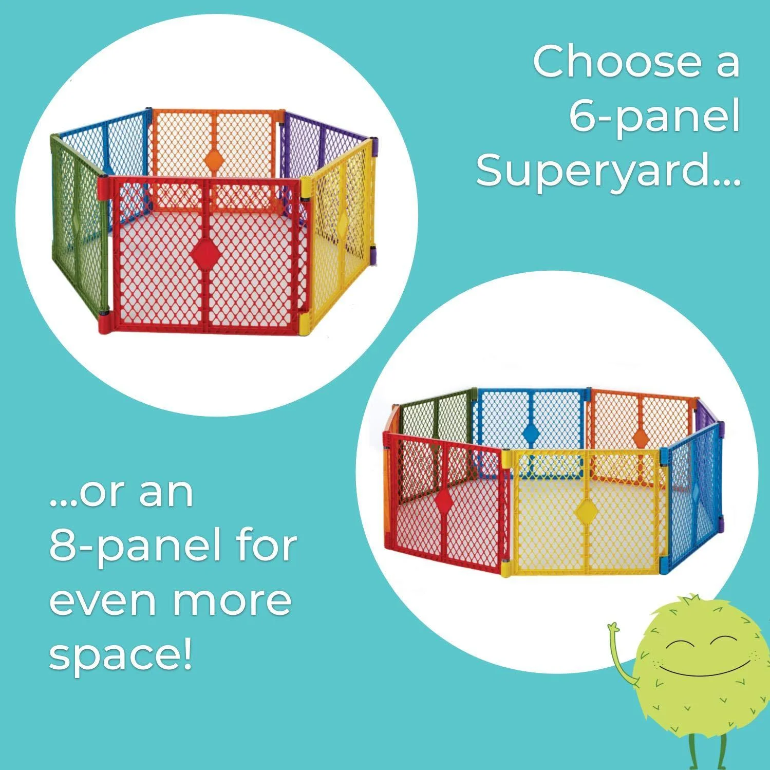 North States Superyard Indoor-Outdoor 8-Panel Play Yard: Safe play area anywhere - Folds withcarrying strap for easy travel. Freestanding. 34.4 sq. ft. enclosure (26