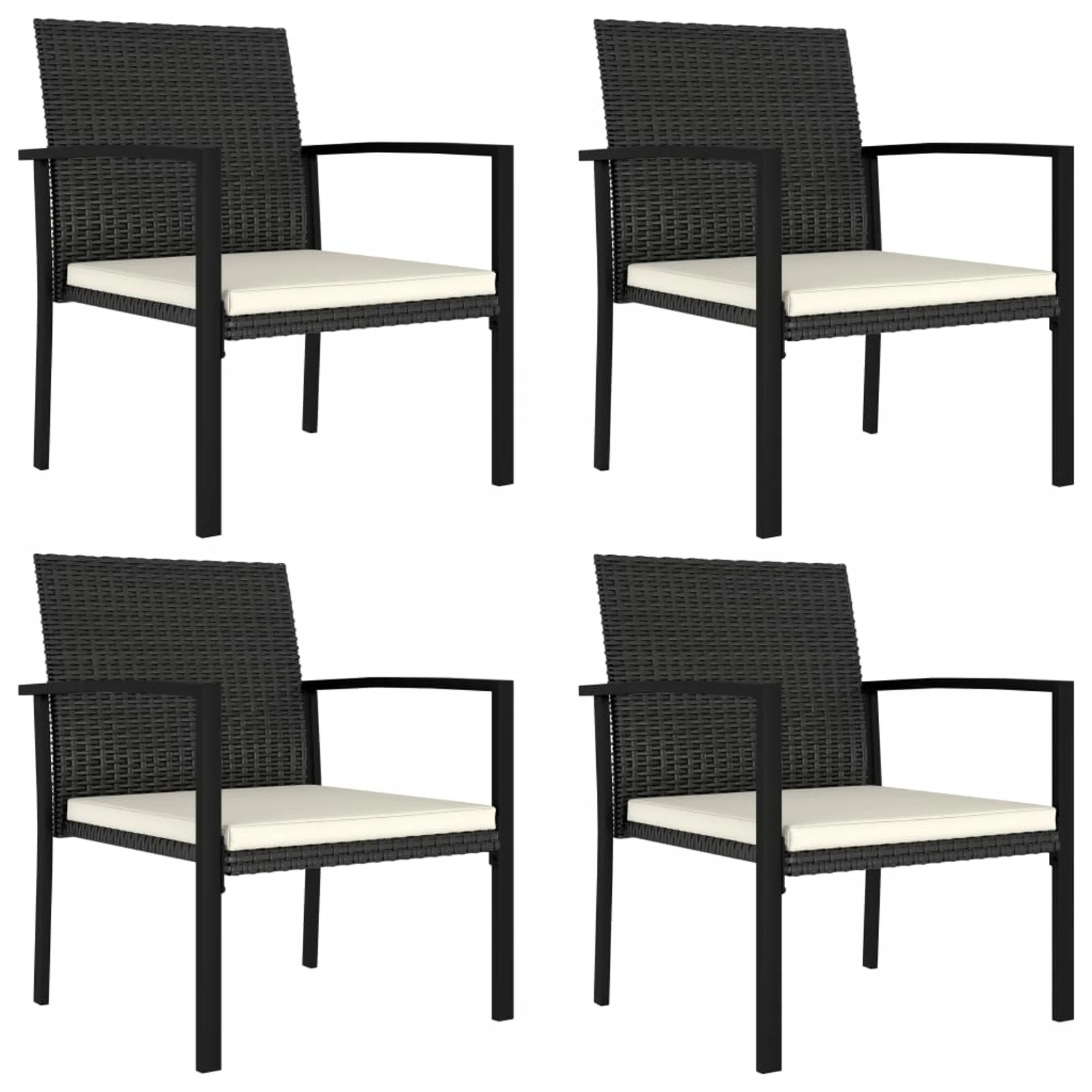 Dcenta 4 Piece Patio Chairs with Cushion Set Poly Rattan Steel Frame  Dining Chairs for Patio, Balcony, Backyard, Pool,  Furniture 20.9 x 23 x 32.7 Inches (W x D x H)
