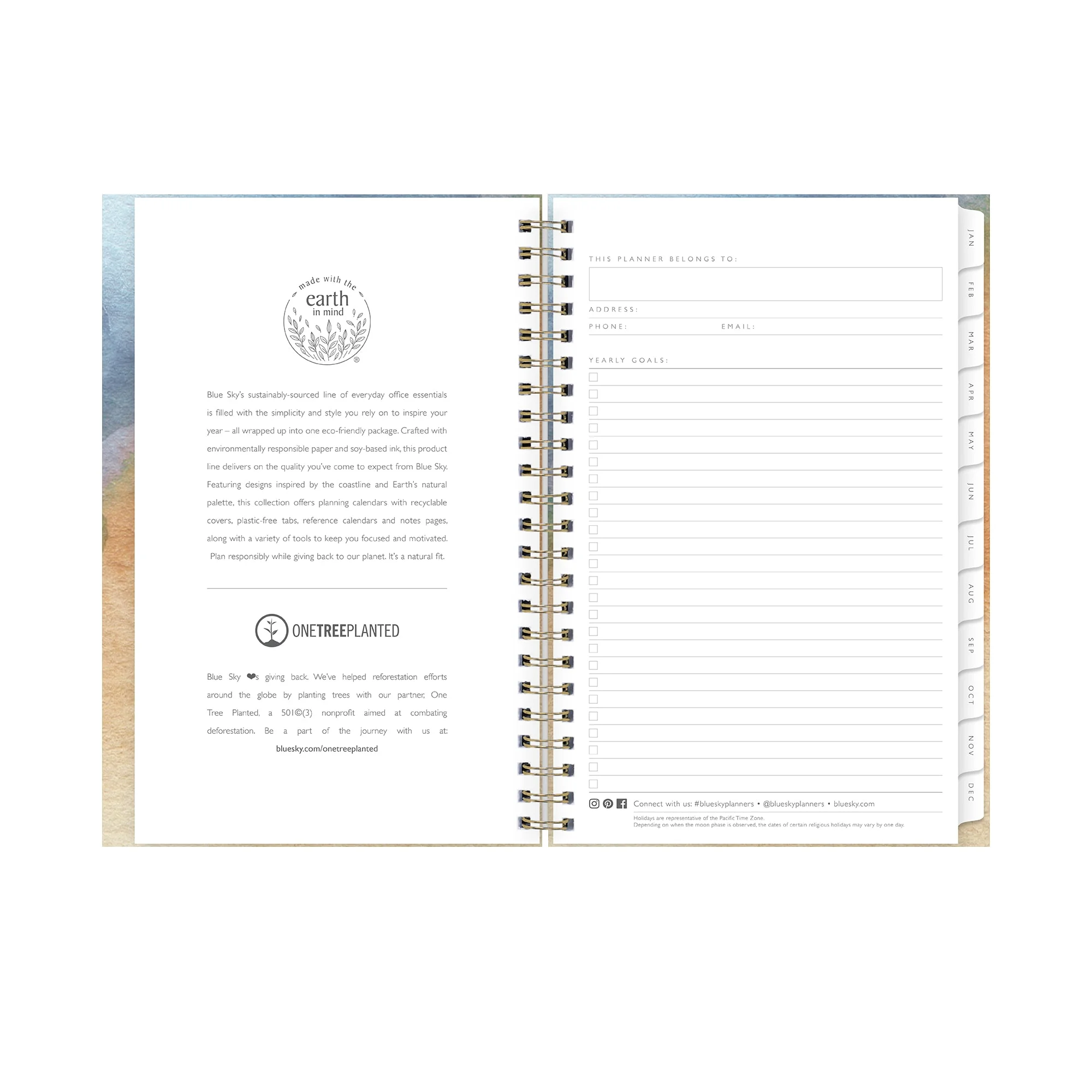 2024 Weekly Monthly Planner, 5x8, Blue Sky, Andreo