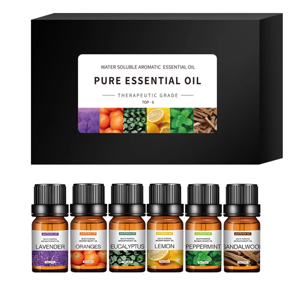 Soluble Essential Oil Set Aromatherapy  6 Organic Blends for Diffuser  Perfume Oil Lavender Oranges Peppermint Lemon Eucalyptus Sandalwood (10ml)