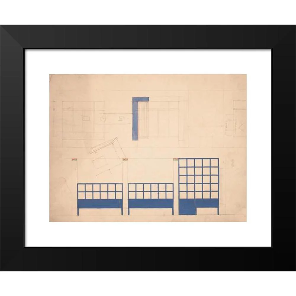 Winold Reiss 14x11 Black Modern Framed Museum Art Print Titled - Designs for Unidentified Restaurant Interior, Possibly Elysee Restaurant, 1 East 56th St., New York, Ny.) (Drawing of Restaur