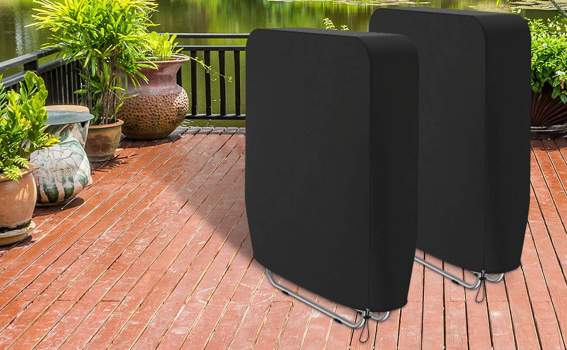 Folding Chairs Cover Outdoor Veranda Reclining Chairs Cover Waterproof Lawn Patio Furniture Covers All Weather Resistant-93x82cm(Black)