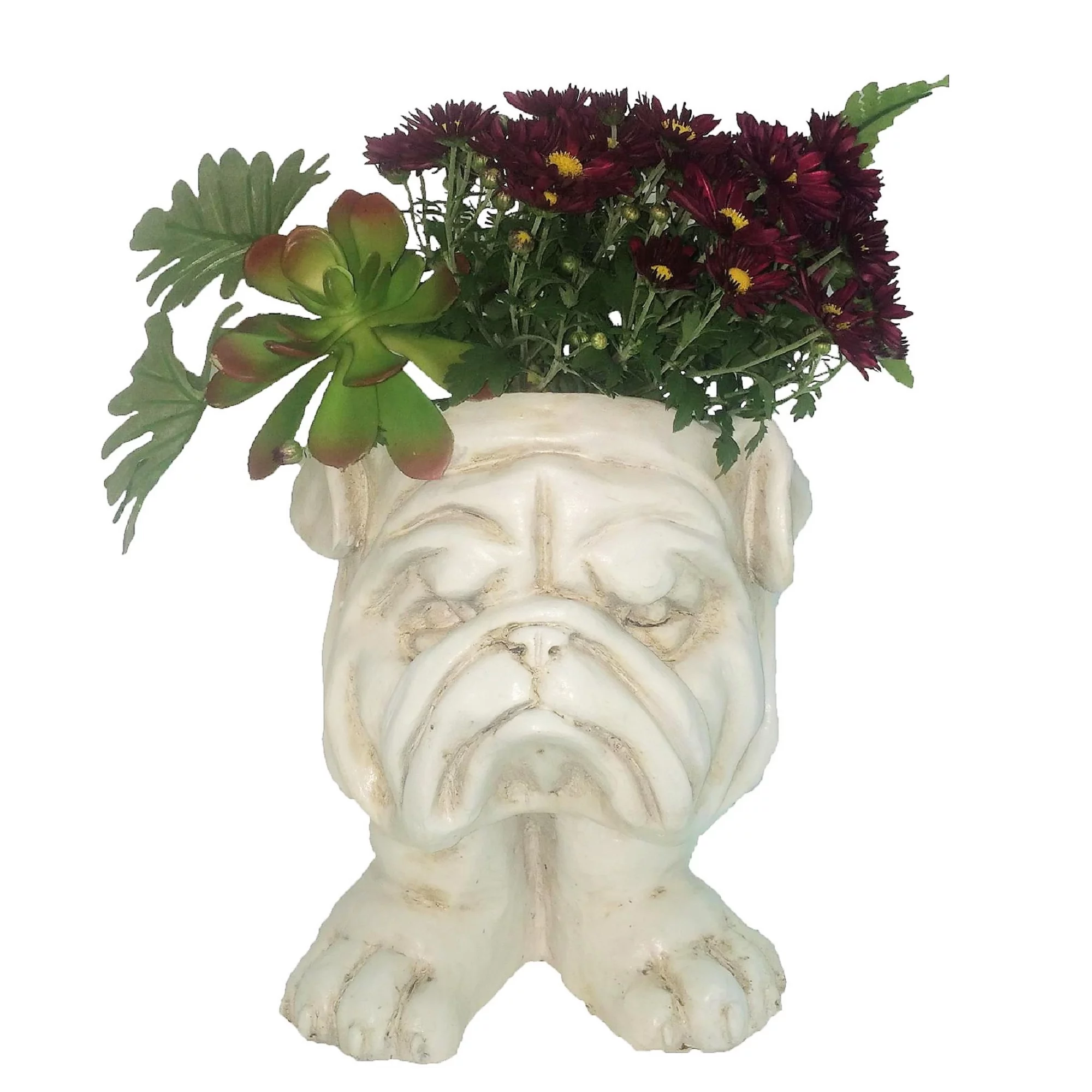 Homestyles Antique White Ole Salty & Grandma Violet the Muggly Face Humorous Statue Planter Pot