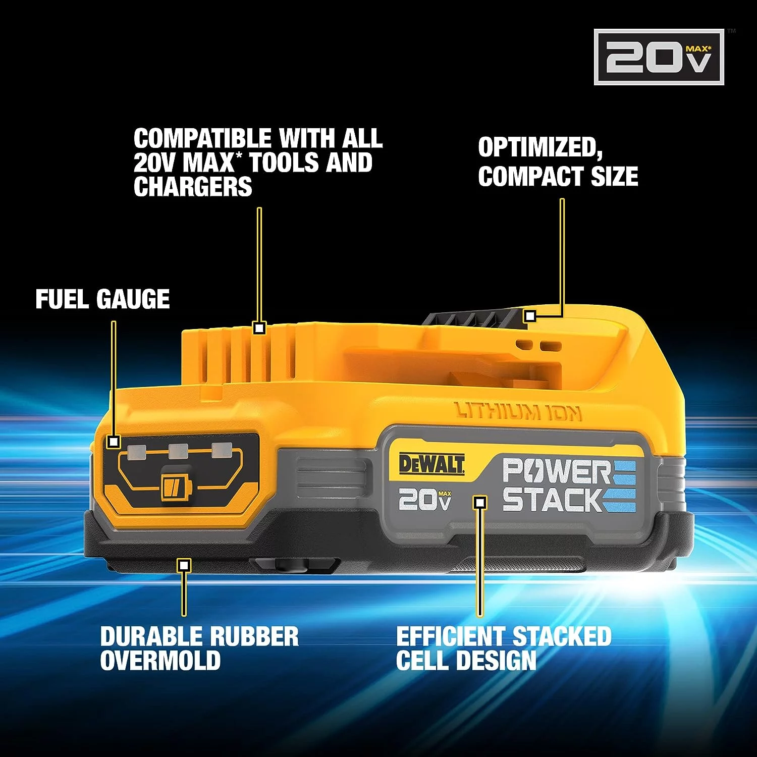 Open Box DEWALT 20V MAX POWERSTACK Compact Battery DCBP034 - Yellow