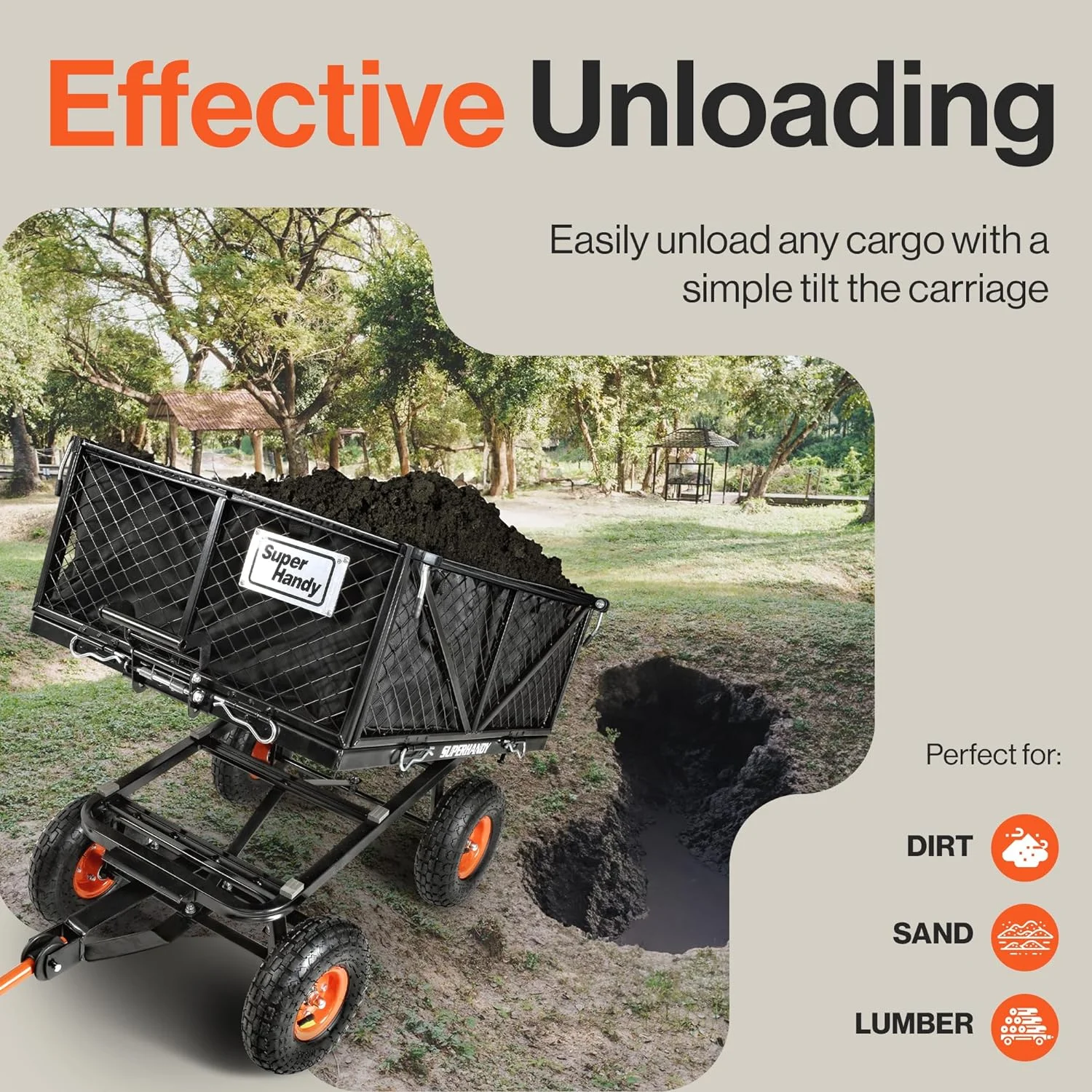 SuperHandy Garden Cart with Tow & Dump Features - 10