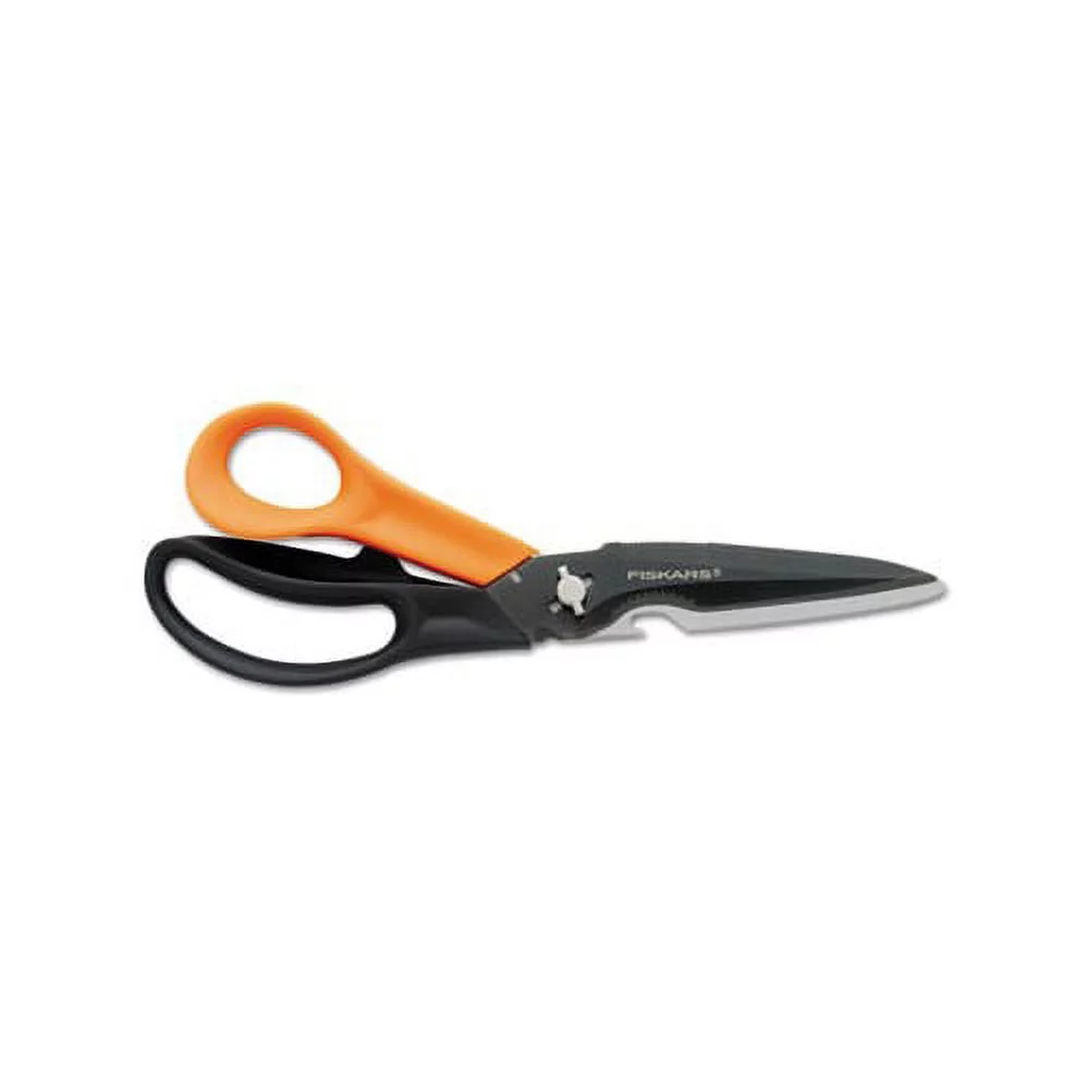 CutsMore Scissors 9" Long, 3.5" Cut Length, Black/Orange Offset Handle