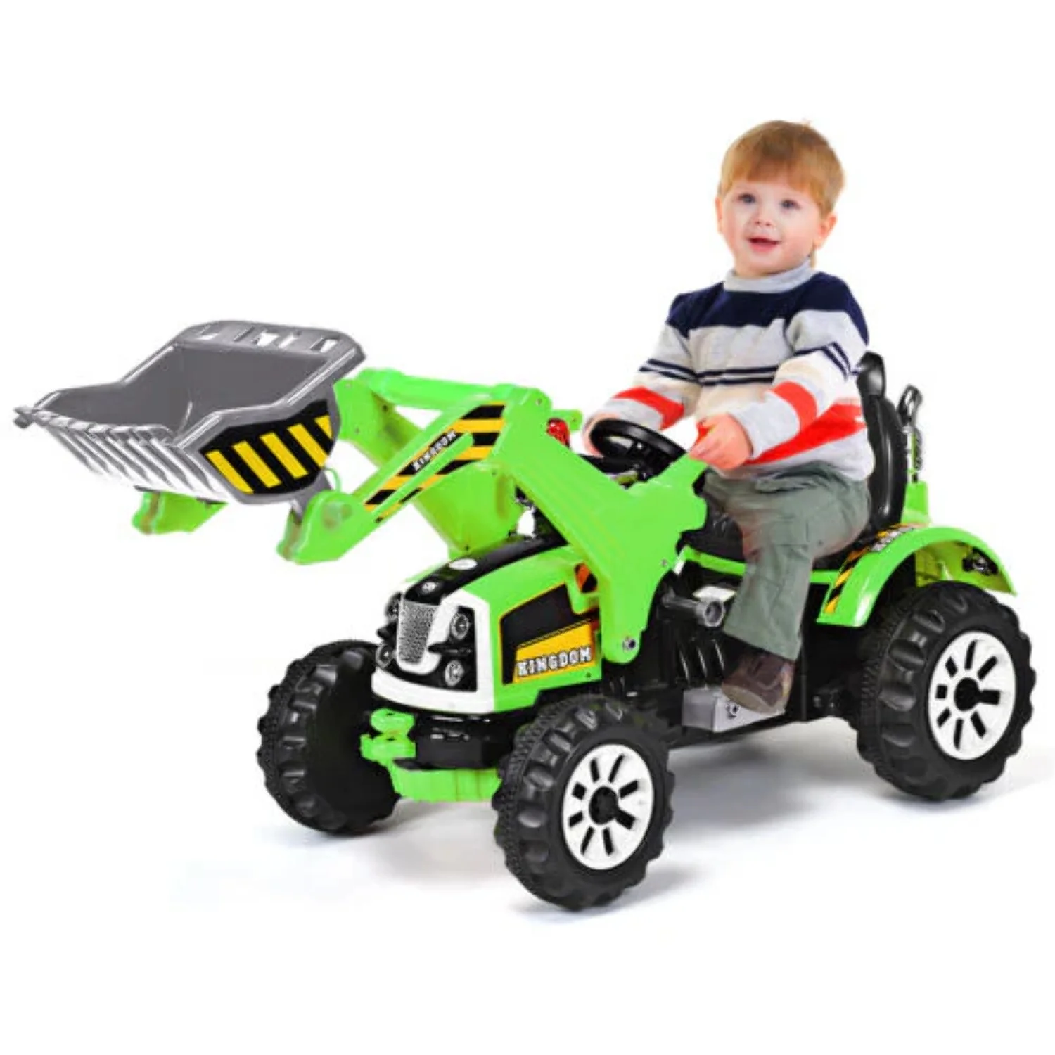 Electric Kids Ride-On Excavator Truck Toy - Green 12V Toddler Vehicle
