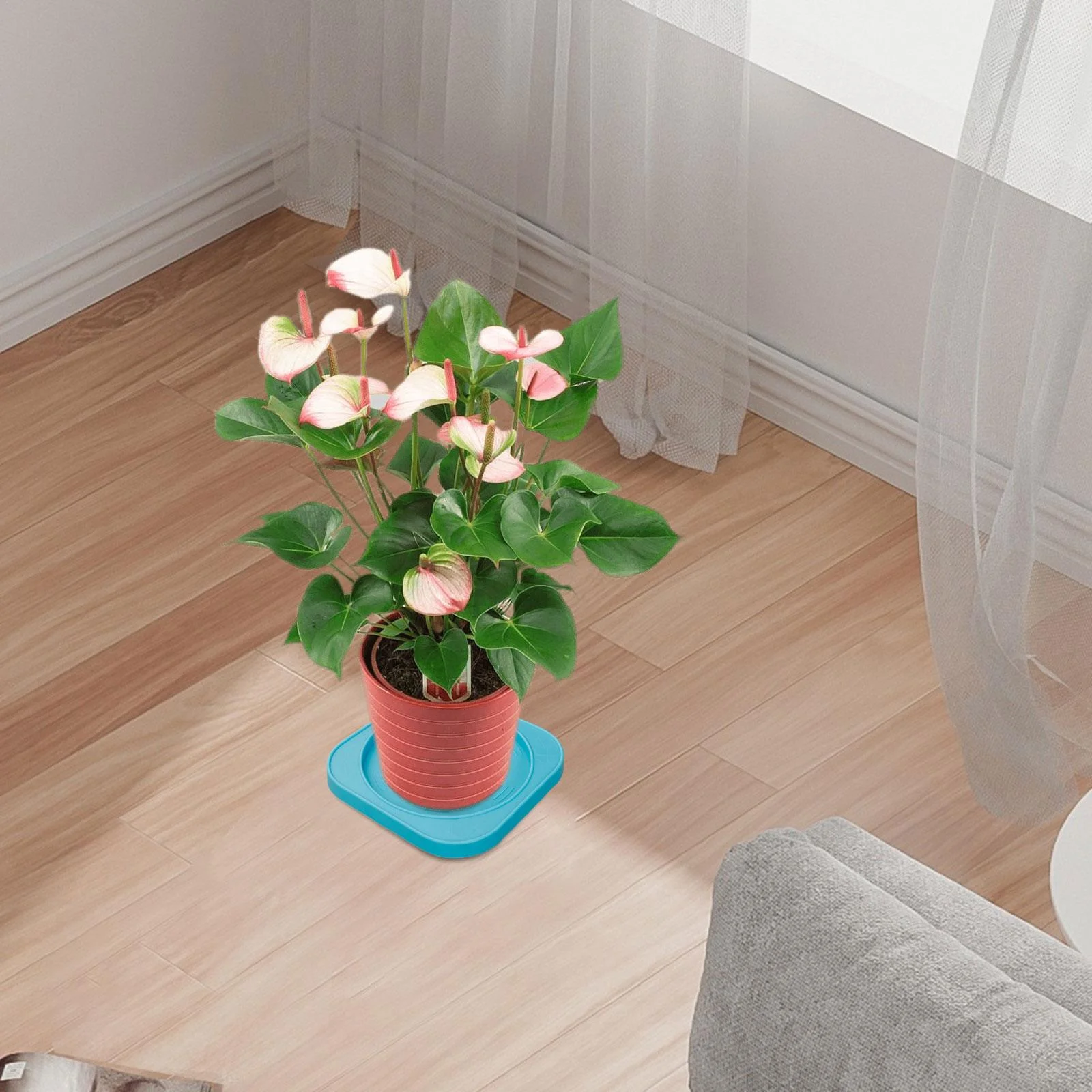 kesoto Plant Stand with Wheels Gas Cylinder Base Pot Holder Durable Strong and Sturdy Wheeled Mobile Bracket Garden Flower Pot Mover blue