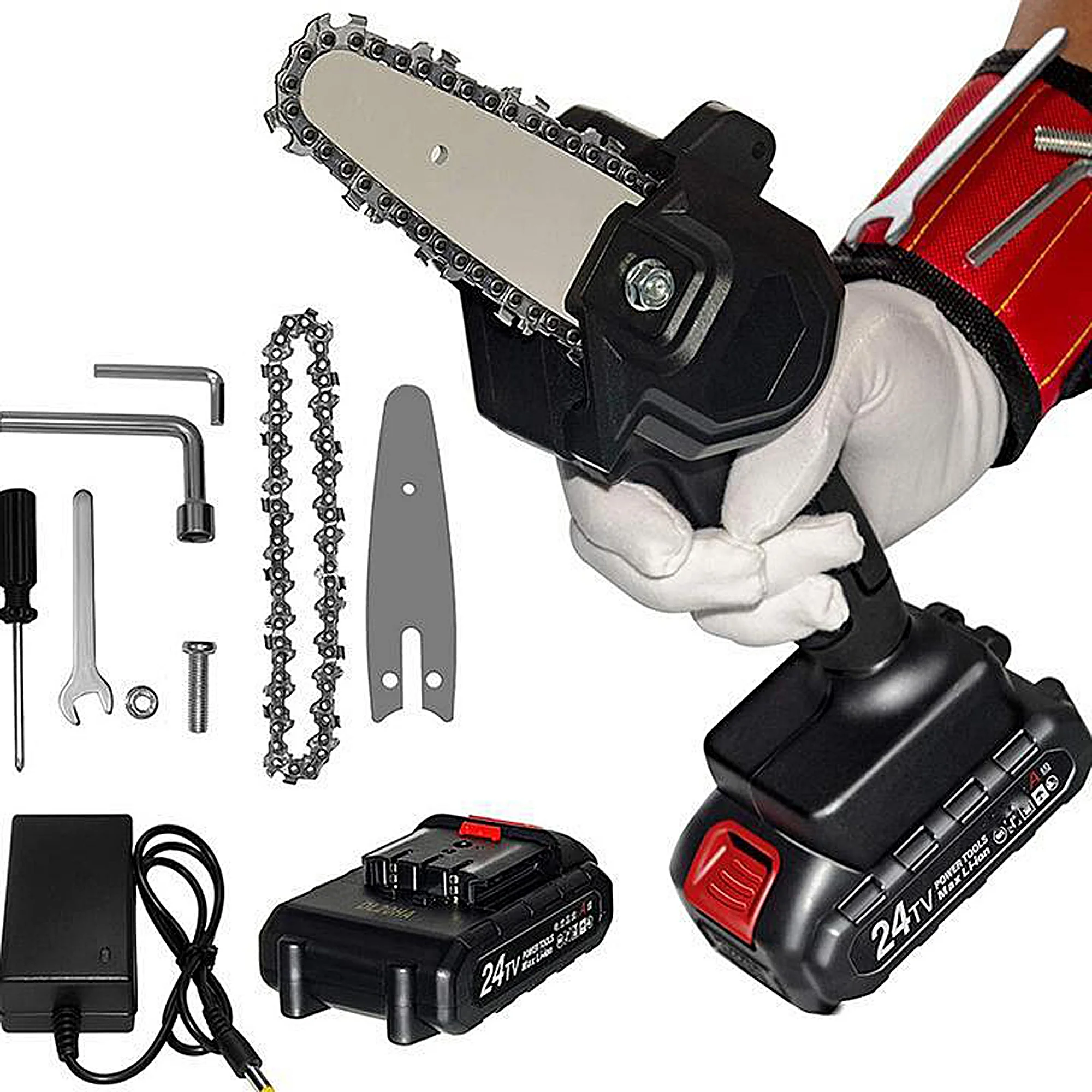 Ultimate Garden Tool: 2024 Upgraded 6-Inch Mini Chainsaw, Cordless with 21V Batteries for Easy Tree Maintenance