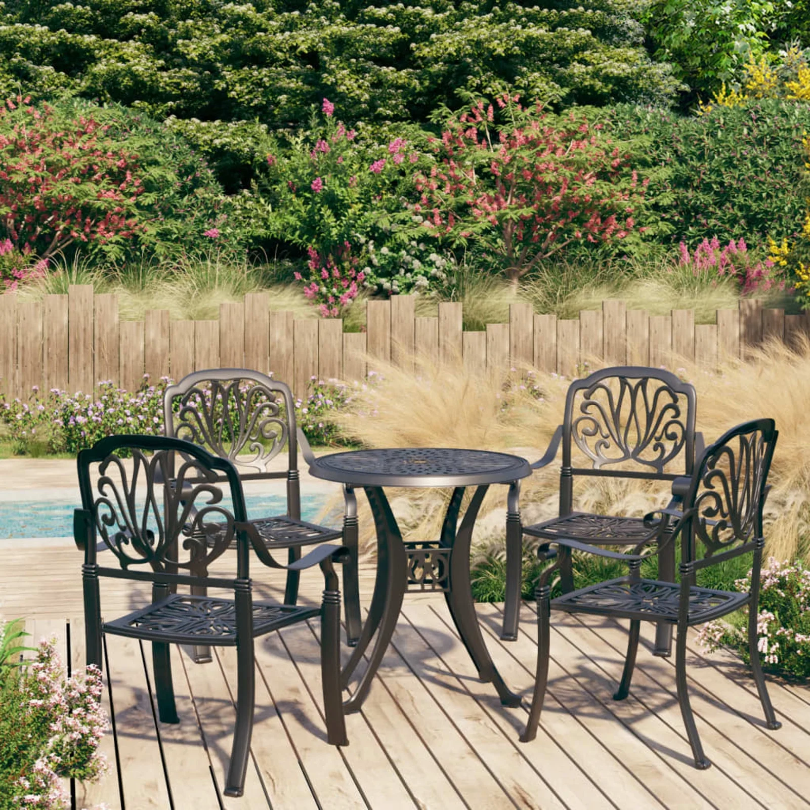 Dcenta 5 Piece Bistro Set Cast Aluminum Black