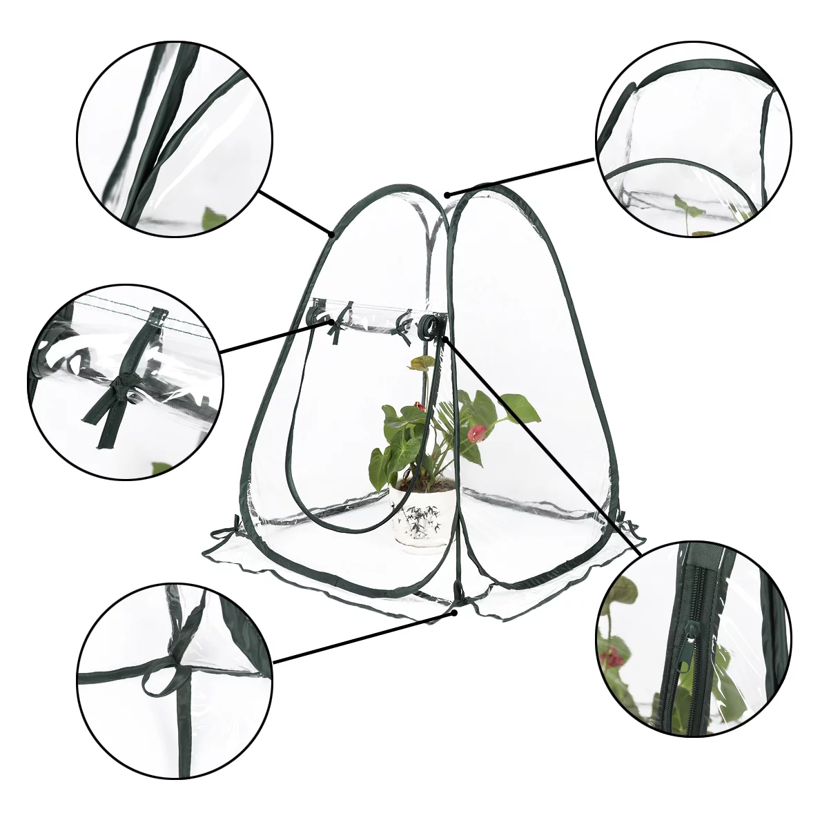 PVC Warm Garden Tier Mini Household Plant Greenhouse Cover Waterproof anti-UV Protect Garden Plants Flowers (without Iron Stand)