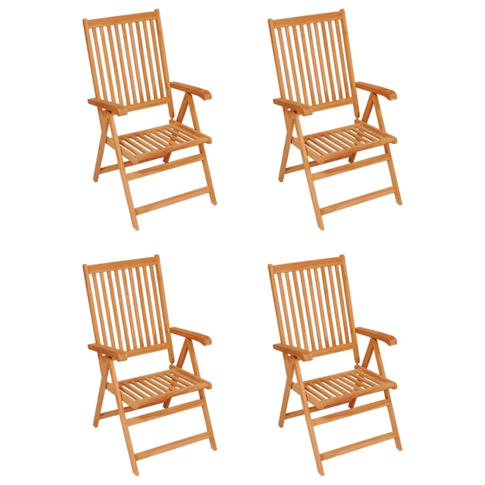 Andoer Garden Chairs 4 pcs with Gray Cushions Solid Teak Wood