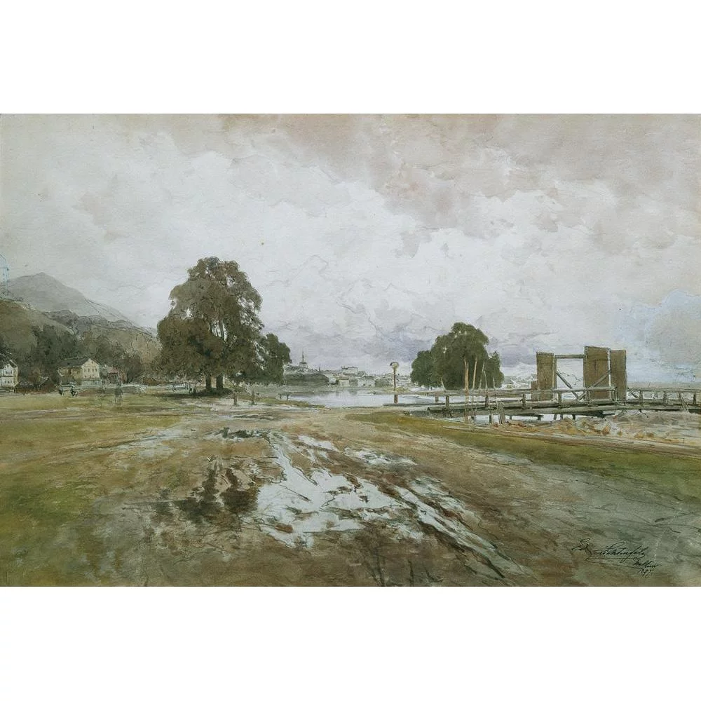 Eduard Peithner von Lichtenfels 14x11 Black Modern Framed Museum Art Print Titled - Am Wooden Rake (1897)