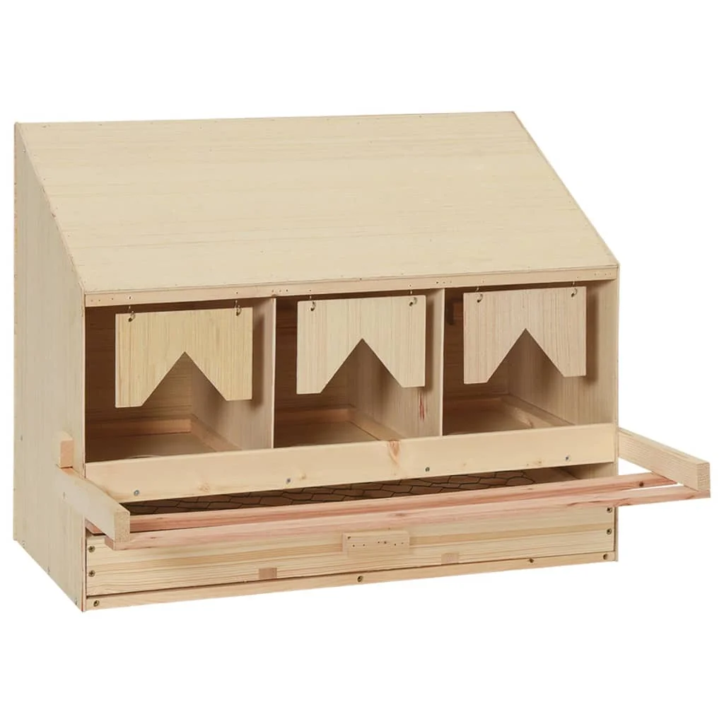 3-Compartment Solid Pine Wood Chicken Laying Nest - Spacious Design | Easy Installation | Durable Construction - 28.3x13x21.3 inches