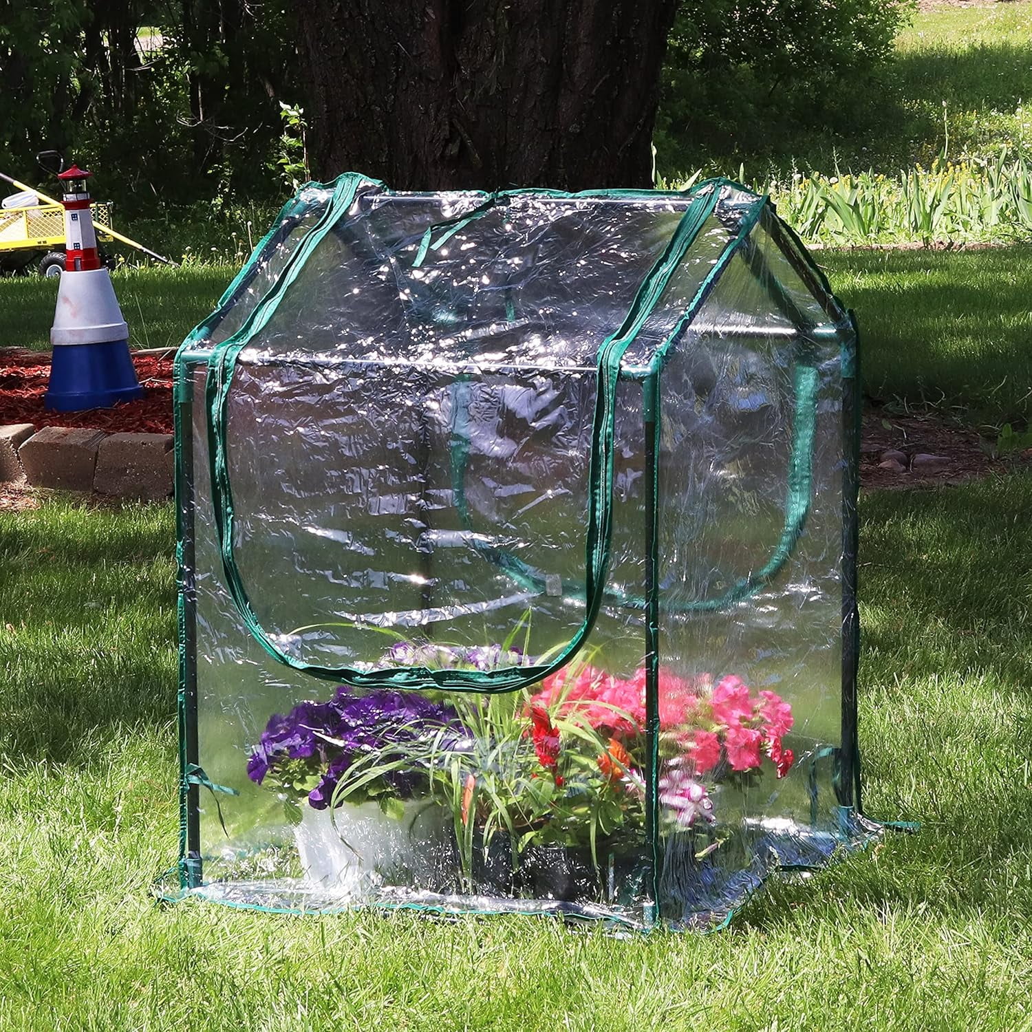 Outdoor Portable Mini Greenhouse Tent With 2 Zippered Side Doors And Steel Tube Frame - Clear - 2' X 2'