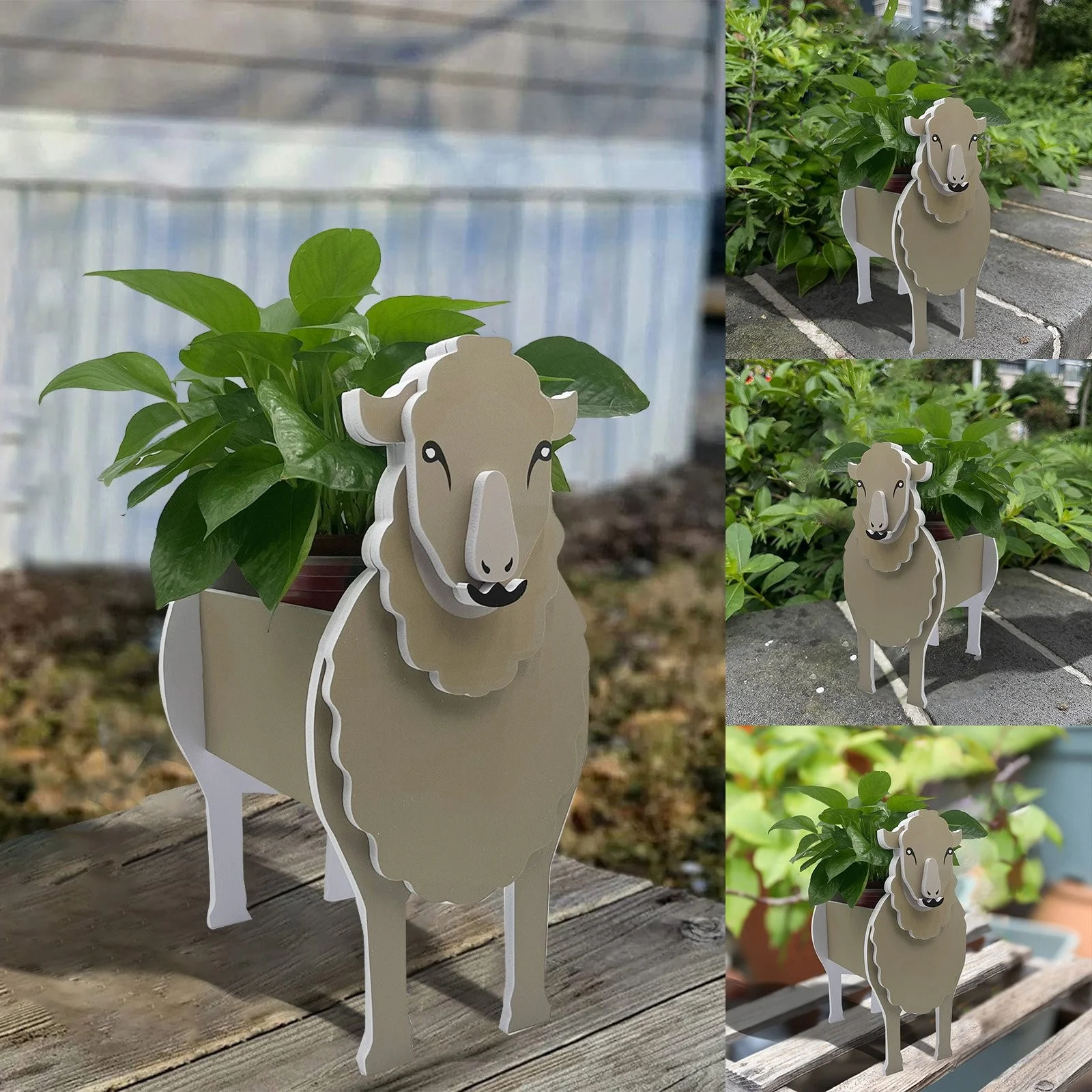 SIfdSeng Sheep Garden Flower Pot Sheep Cute Animal Flower Pot Flower Pot Storage Container Flower Pot Garden Storage Pot Decorative Ornaments Animal Shape Flower Pot Material 466