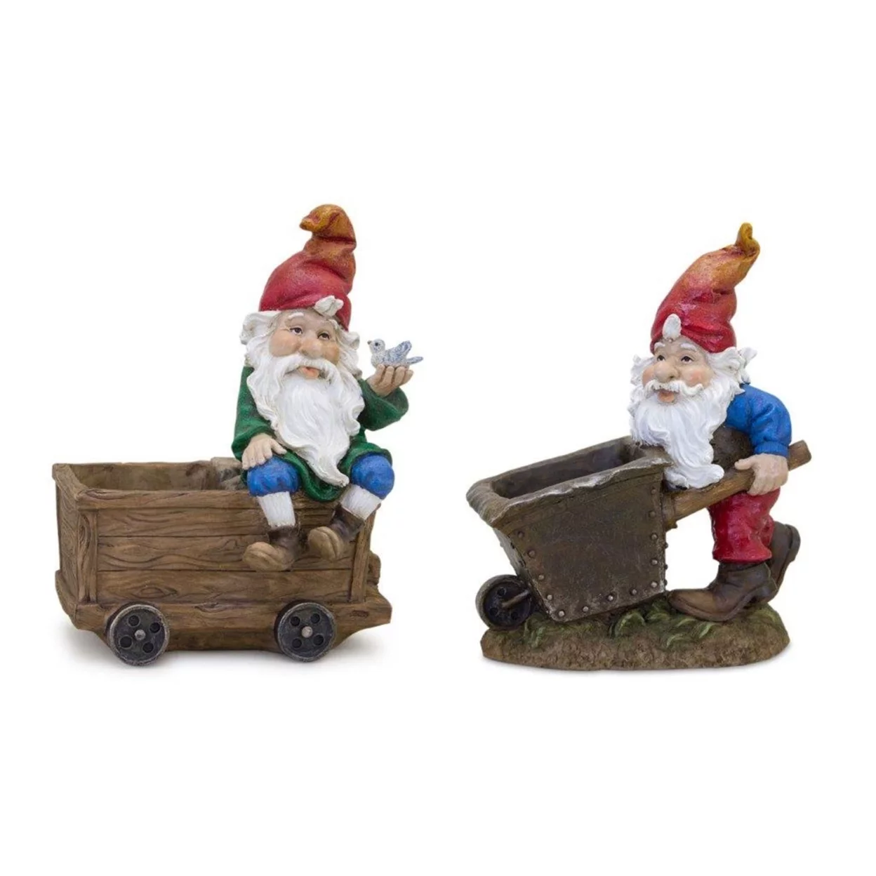 Home Decorative Gnome with Wheelbarrow & Wagon (Set of 2) 7