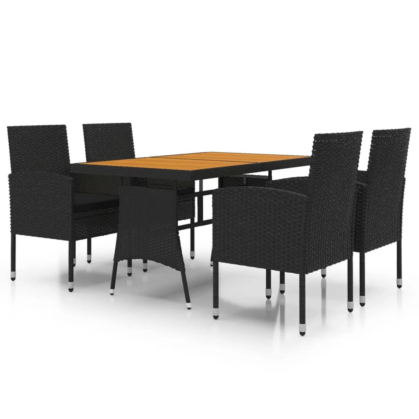 Irfora 5 Piece Patio Dining Set Poly Rattan Black