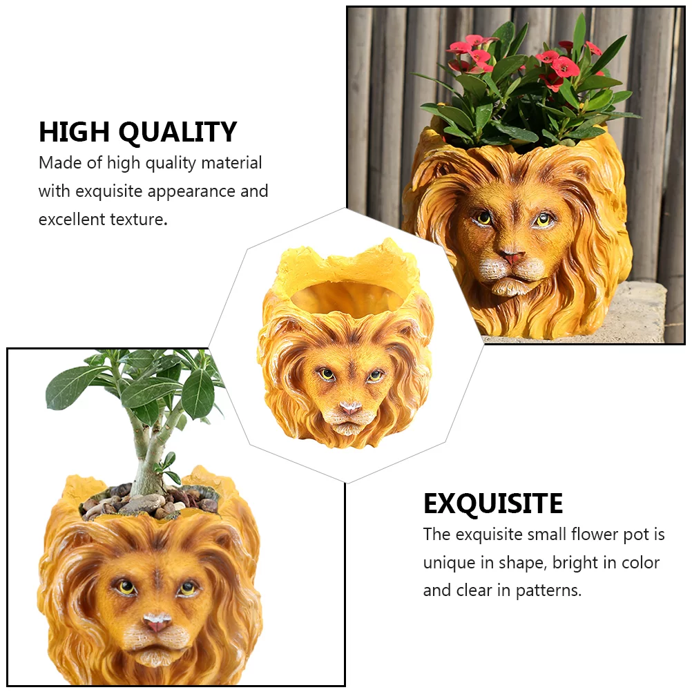 Gongxipen Lion Resin Plant Pot Creative Planter Flower Pot Pretty Succulent Planter