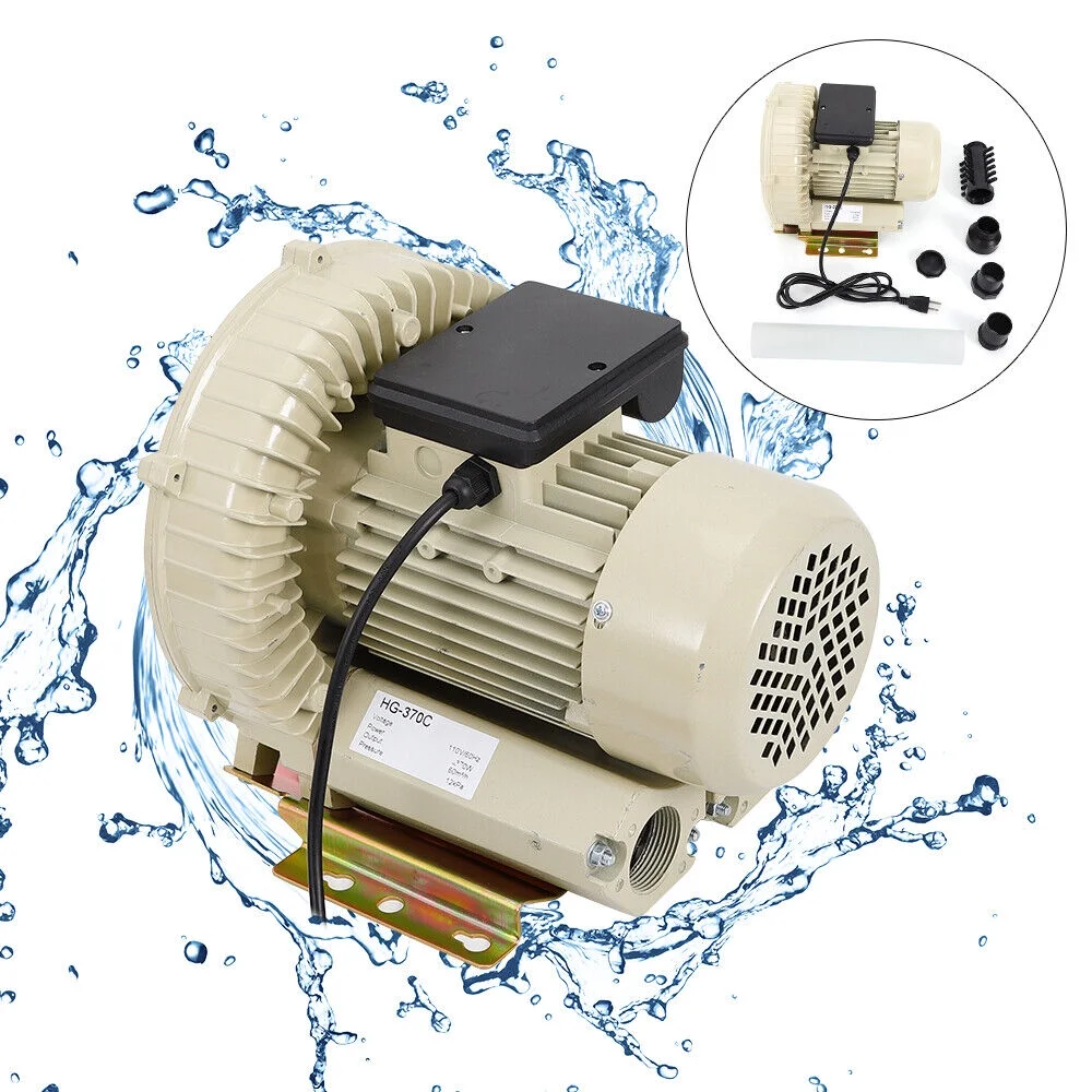 110V Corded Electric Industrial Fish Pond Tank Air Pump Blower Oxygen Aerator 370W 12kpa Durable HG-370C