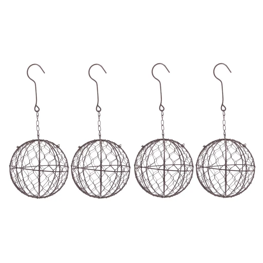 4Pcs Wall Hanging Wire Planters Basket Metal Vases, for indoor e outdoor Garden Plants, , , Strawberry, - Ball Shaped
