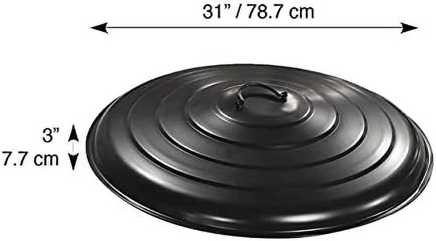 Heavy Duty Fire Ring Lid Cover Backyard Patio For Outdoor Fireplace Protection, Black, 31 Inch W X 7.5 Inch H