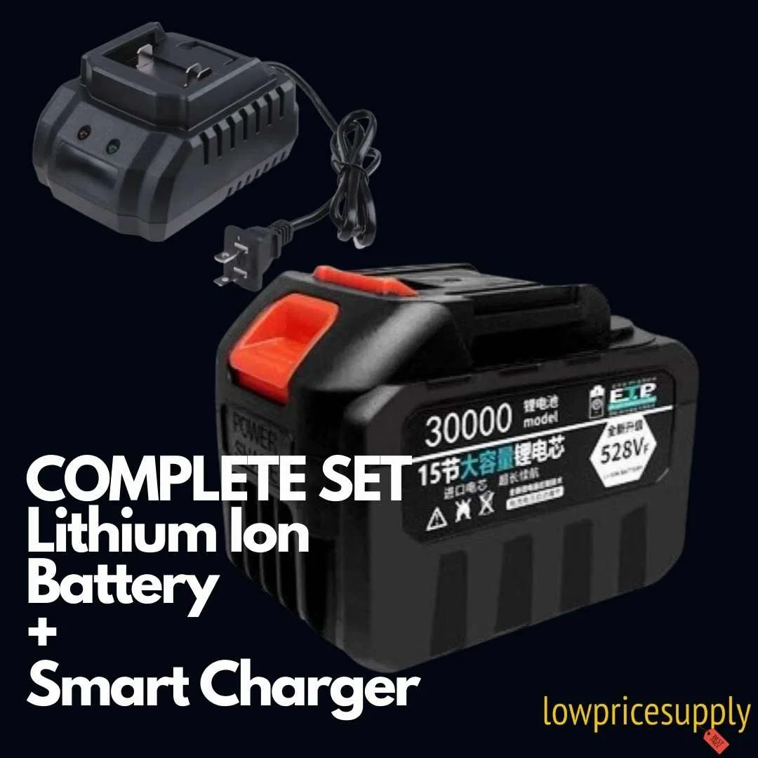 Turbo 21V Rechargeable Battery 7500mAh Lithium Ion Battery 528VF w/Lithium Battery Charger for Leaf Blower, Mini Saw, Chainsaws, Weed Wacker, Makita